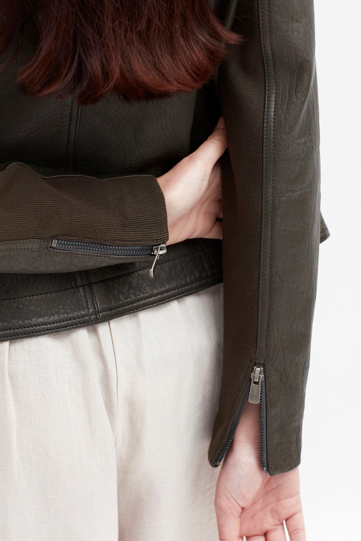 Lader Biker Leather Jacket Model Detail | TARMAC
