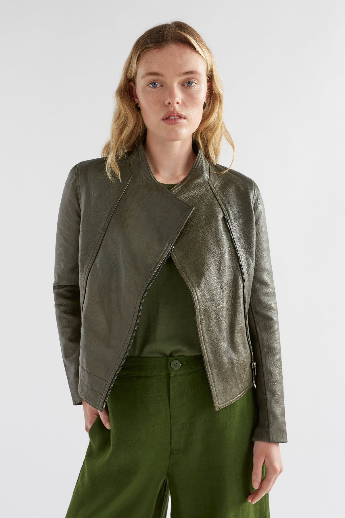 Lader Biker Leather Jacket Model Front new Bella | TARMAC