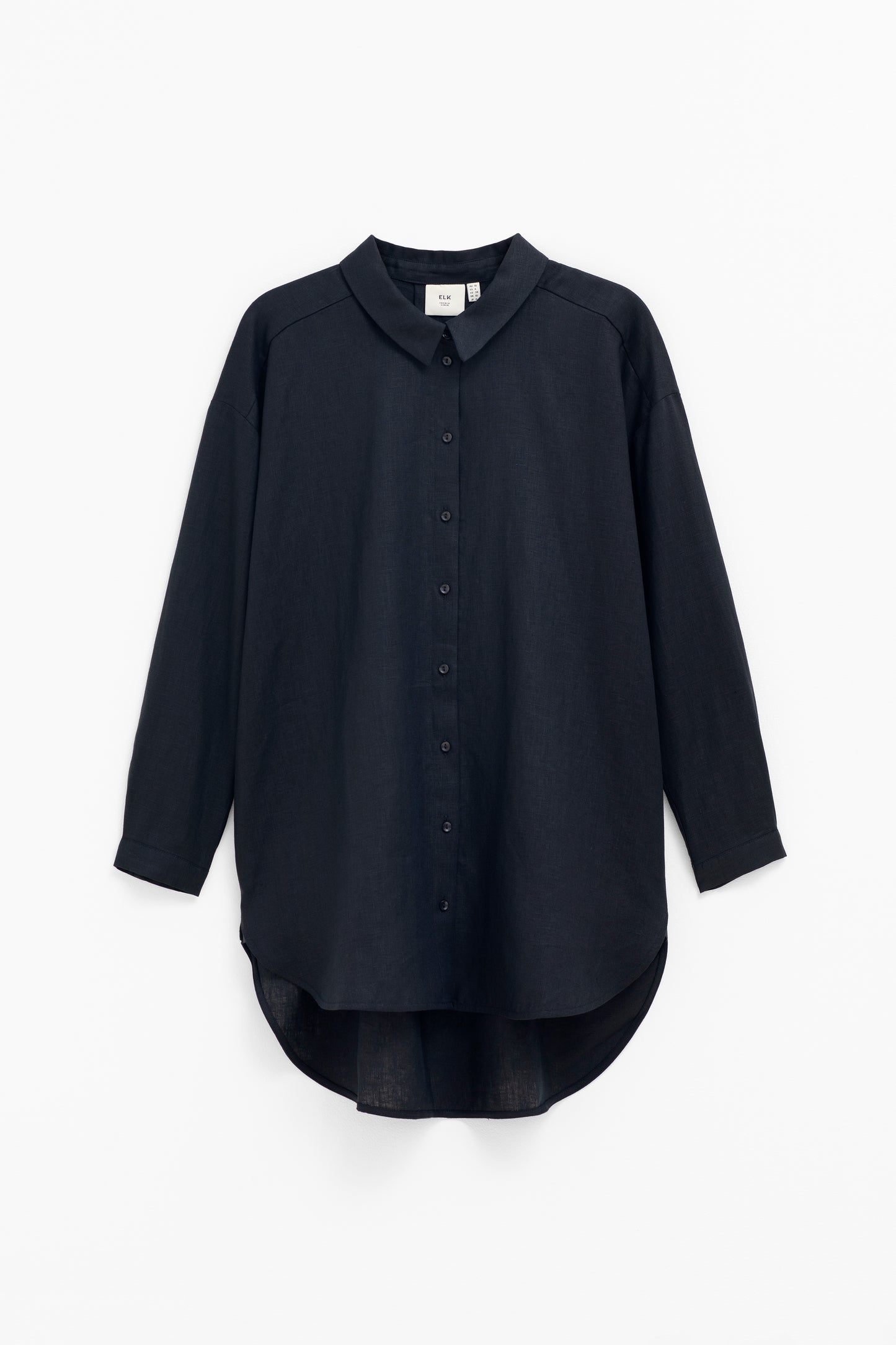 Yenna French Linen Shirt Front | BLACK