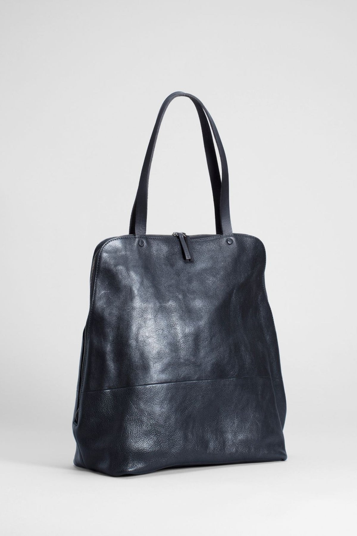 Arien Zip Up Leather Carry-All Bag Front | Black