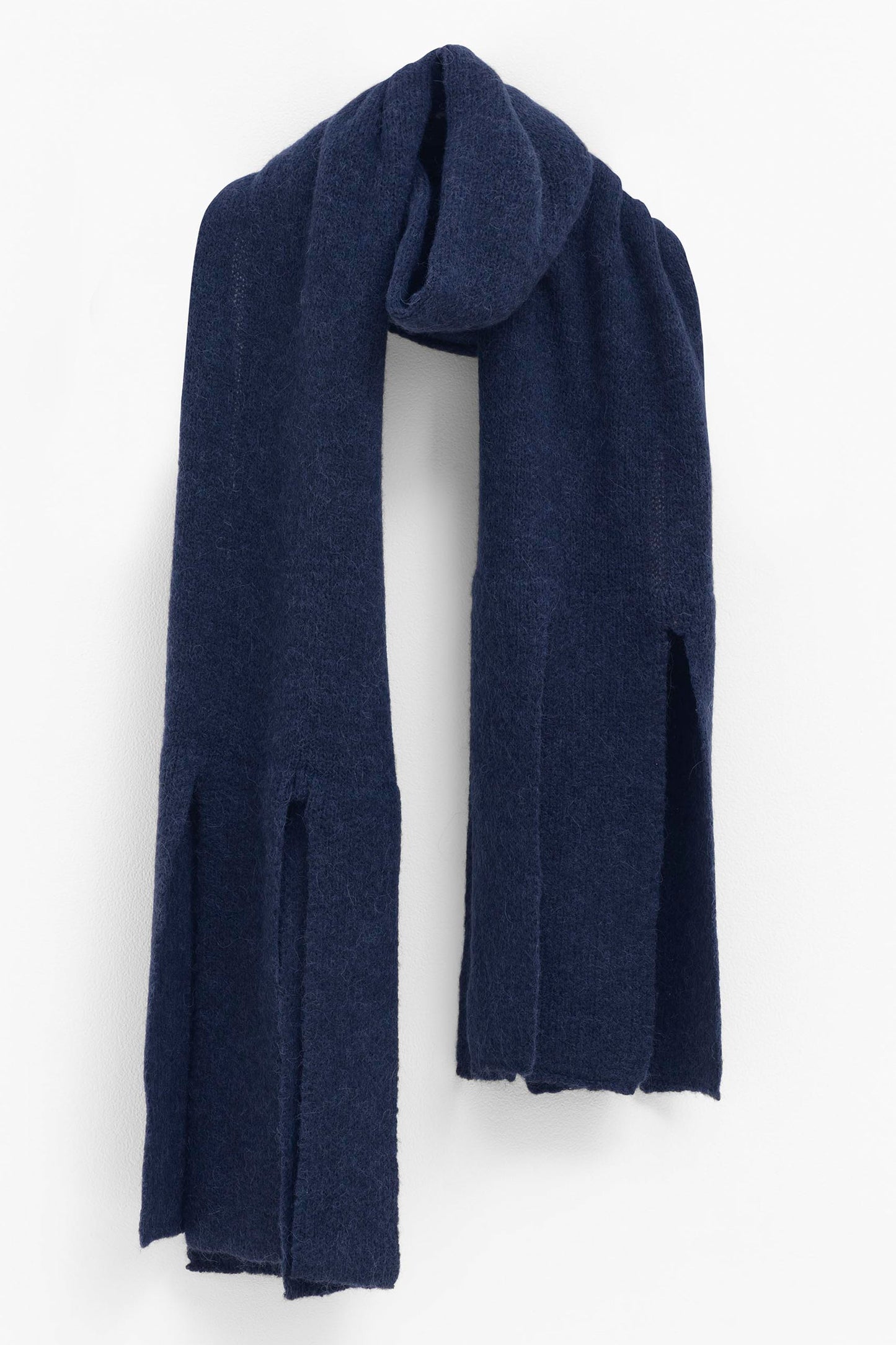 Agna Alpaca-Wool Large Tassel Knitted Scarf | STEEL BLUE