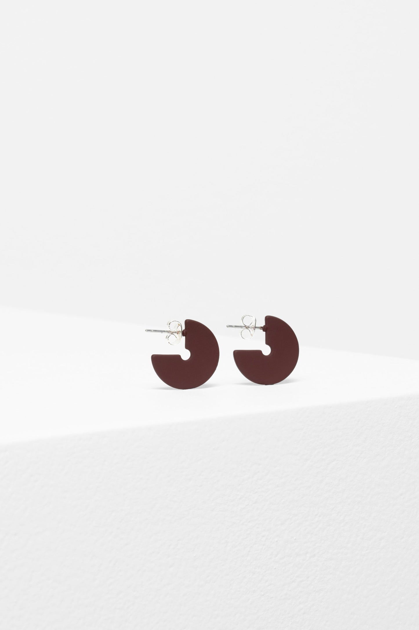 Vivi Colour Coated Matte Small Hoop Stud Earring | CHOCOLATE