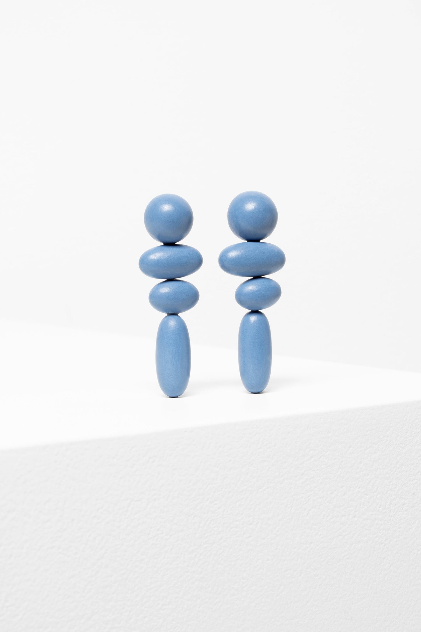 Harno Wooden Bead Stacked Statement Earring | CHAMBRAY BLUE