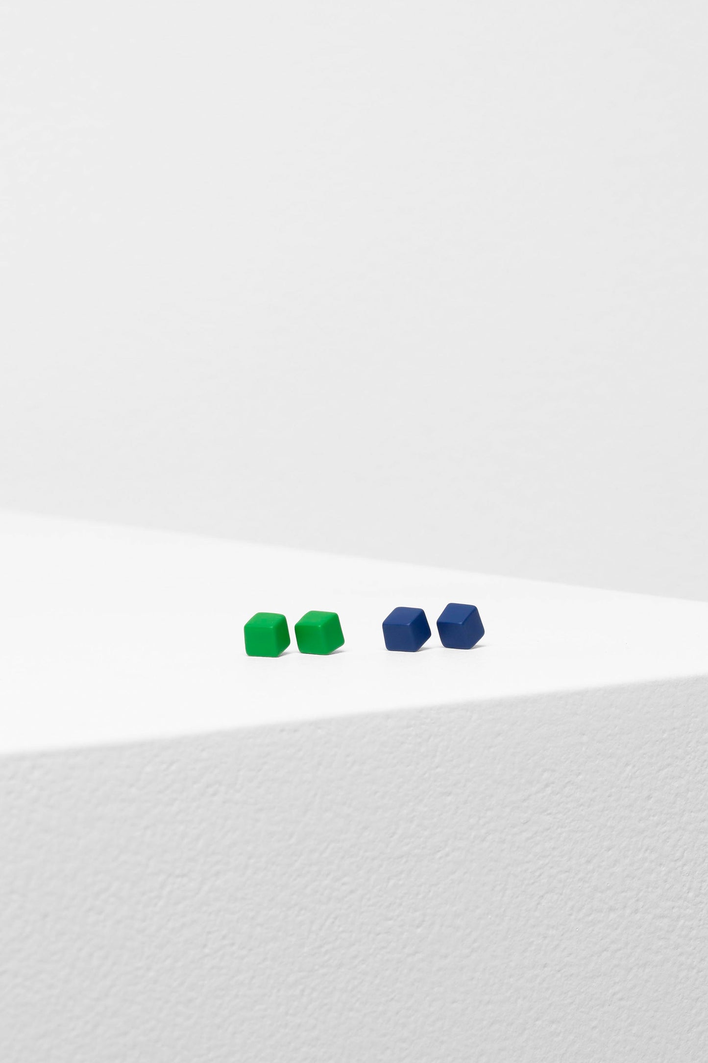 Solle Colour Coated Small Cube Stud Set | ELECTRIC BLUE