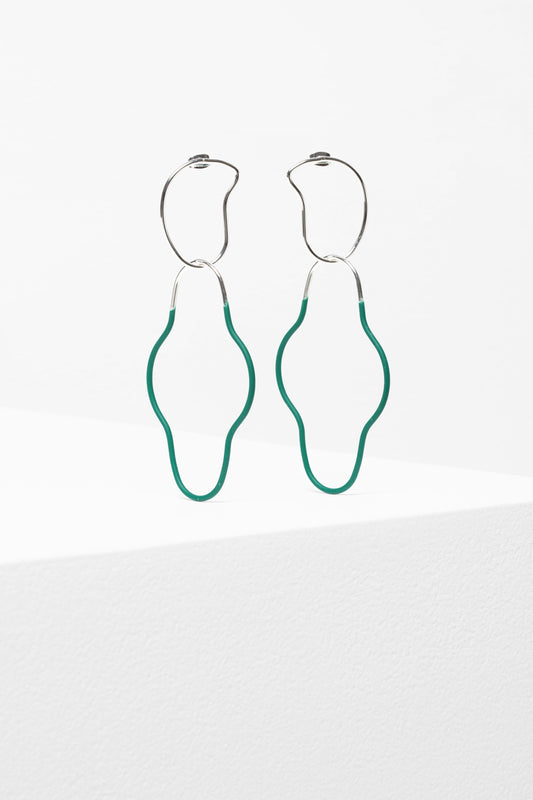 Byra Drop Earring Brass and Rubberised Coating JEWEL GREEN