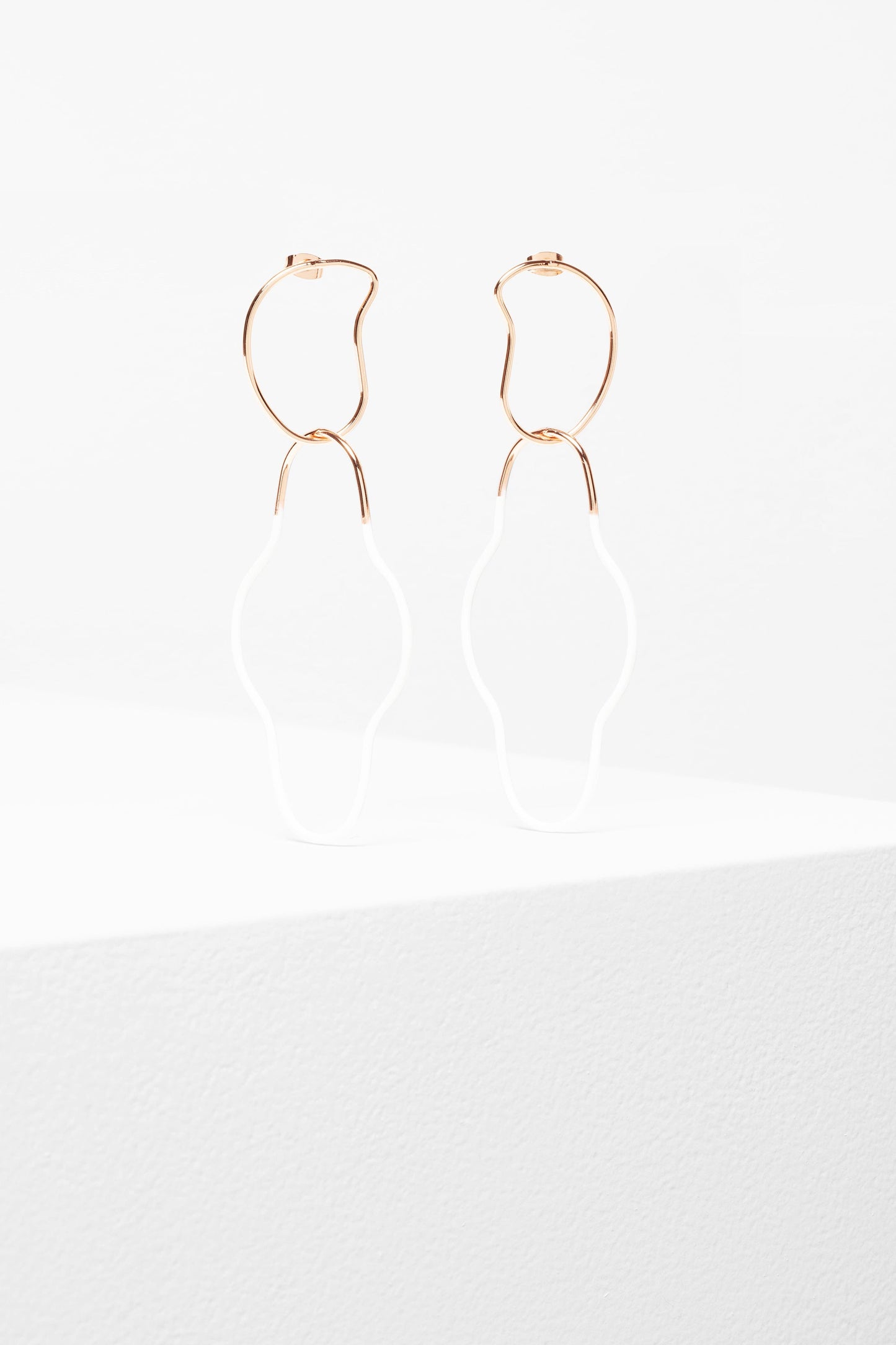 Byra Drop Earring Brass and Rubberised Coating WHITE