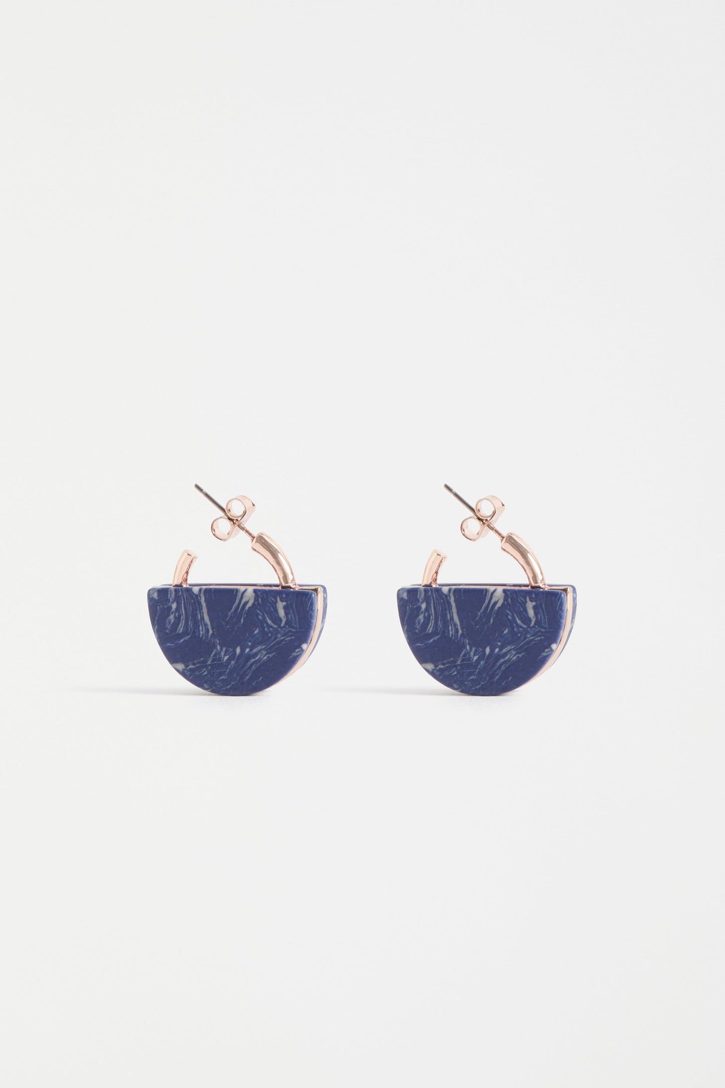 Kriis Semi-Circular Stone Brass Earring DEEP BLUE