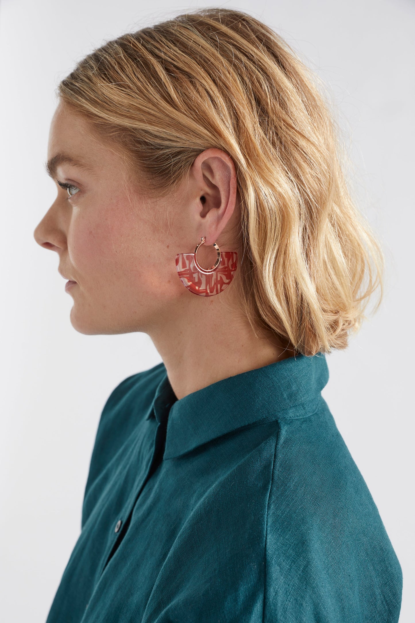 Lilla Earring Printed Resin with Metal Model | ROSE GOLD