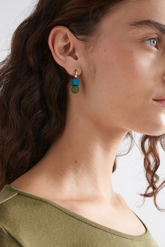 Deha Small Hoop & Bead Drop Earring Model | ROSE GOLD