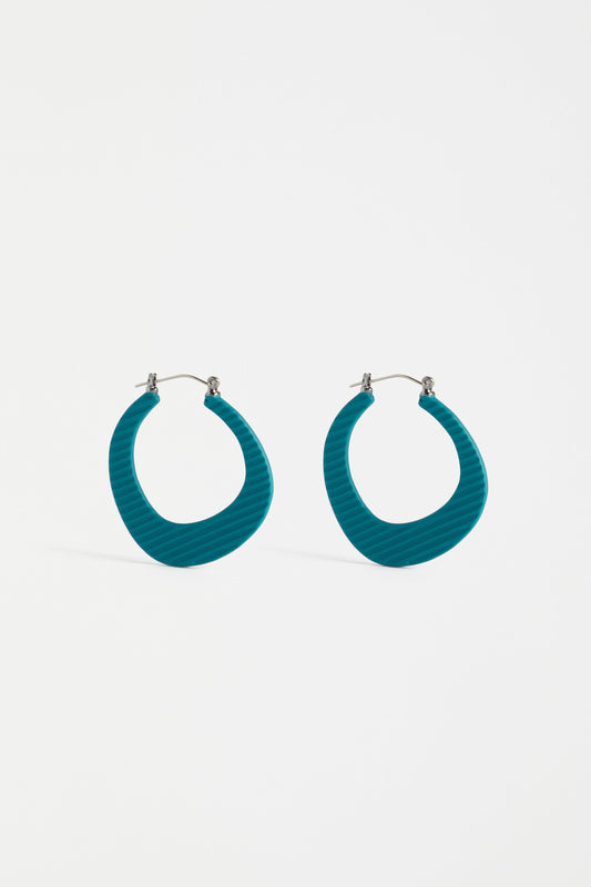 Perda Asymmetrical Coloured Medium Hoop Earring | TEAL