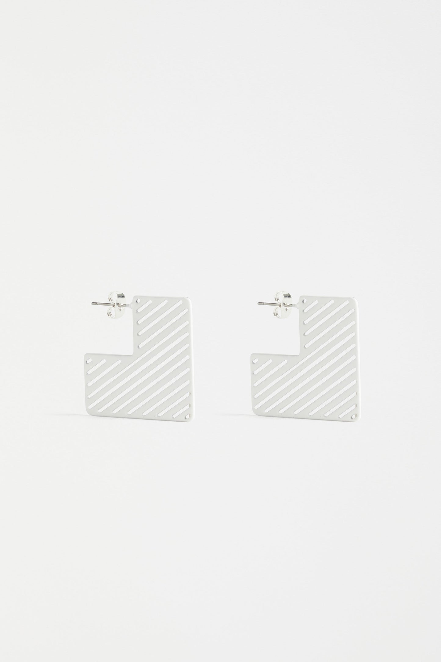 Skaret Geometric Colour Coated Square Hoop Earring | WHITE
