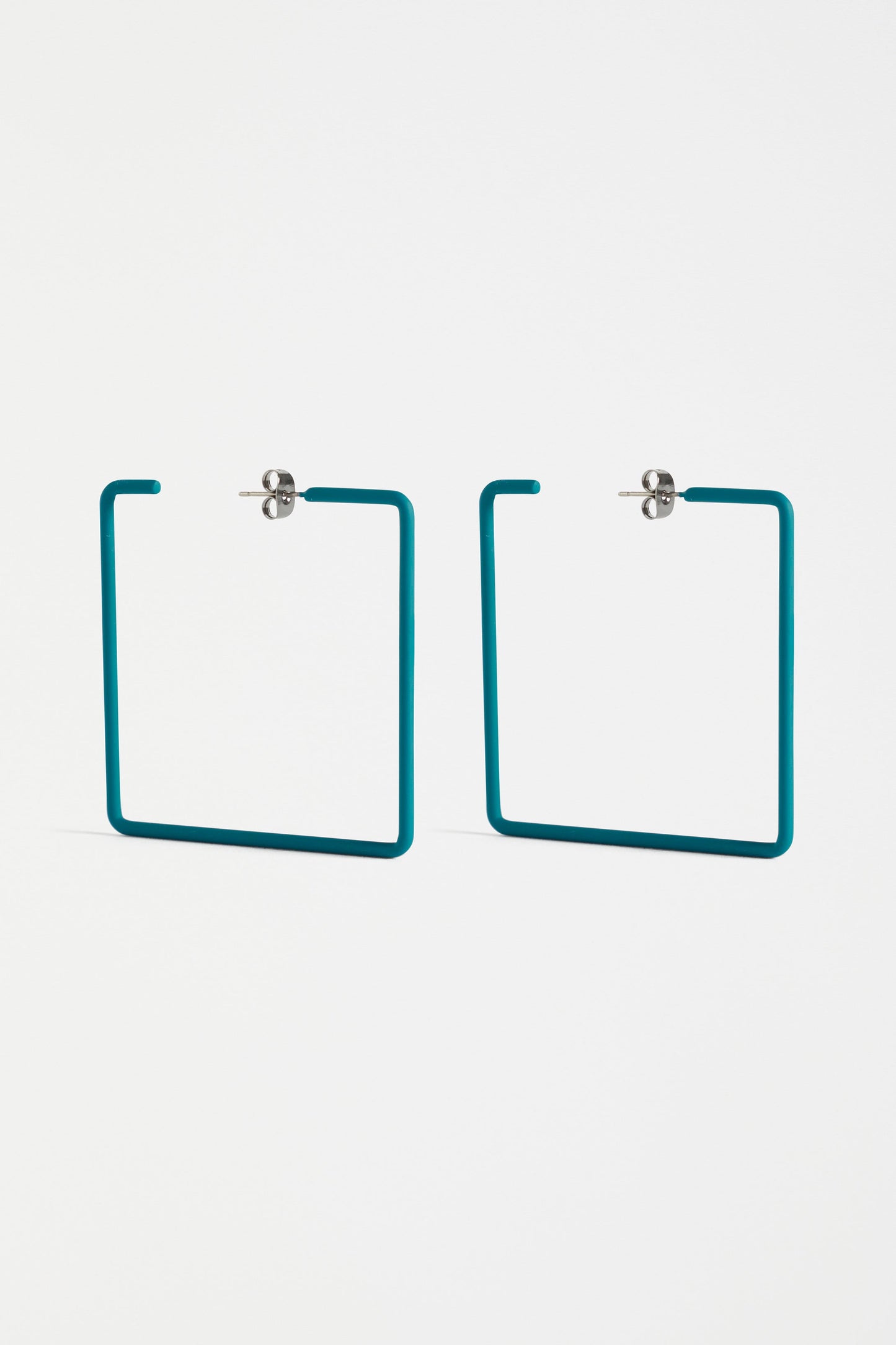 Ingur Colour Coated Large Square Hoop Earring | TEAL