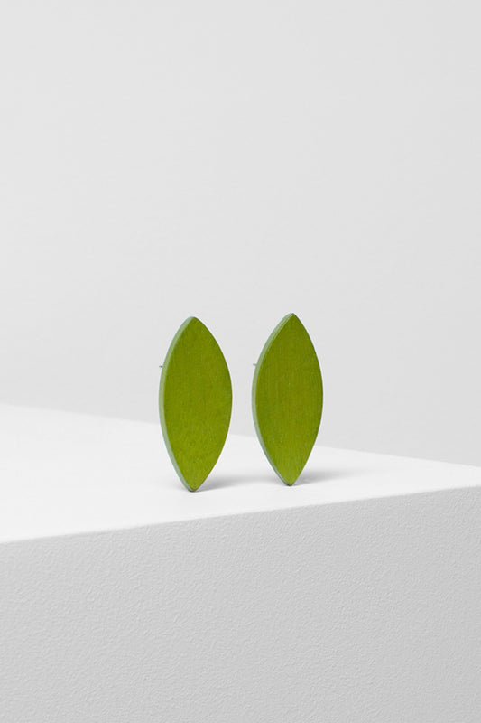 Leaf Geometric Timber Earring Front CITRONELLE