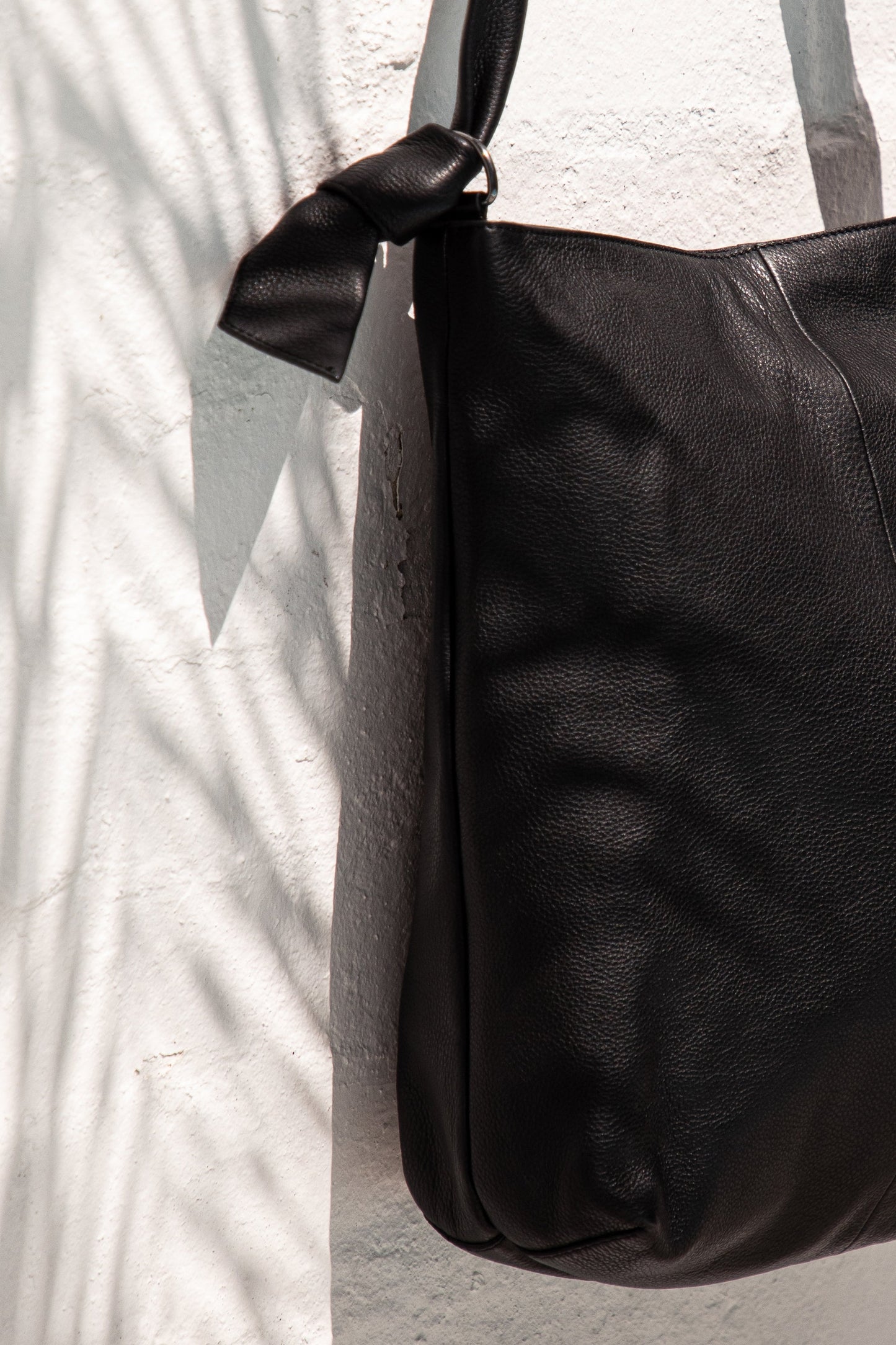 Meka Leather Knot Strap Tote Hand Bag Campaign 3 BLACK