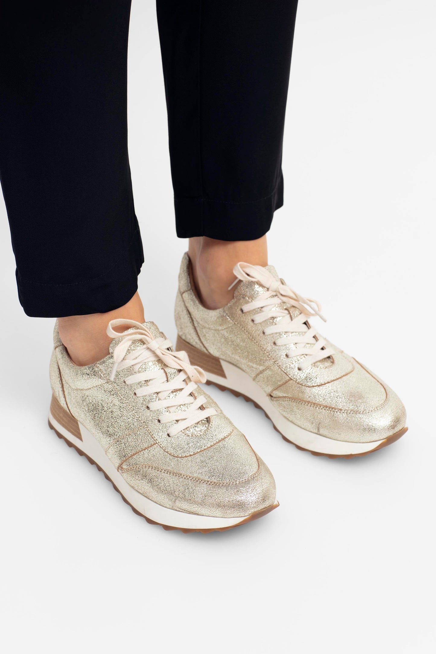 Beate Metallic Trainer Angled Front model | SILVER