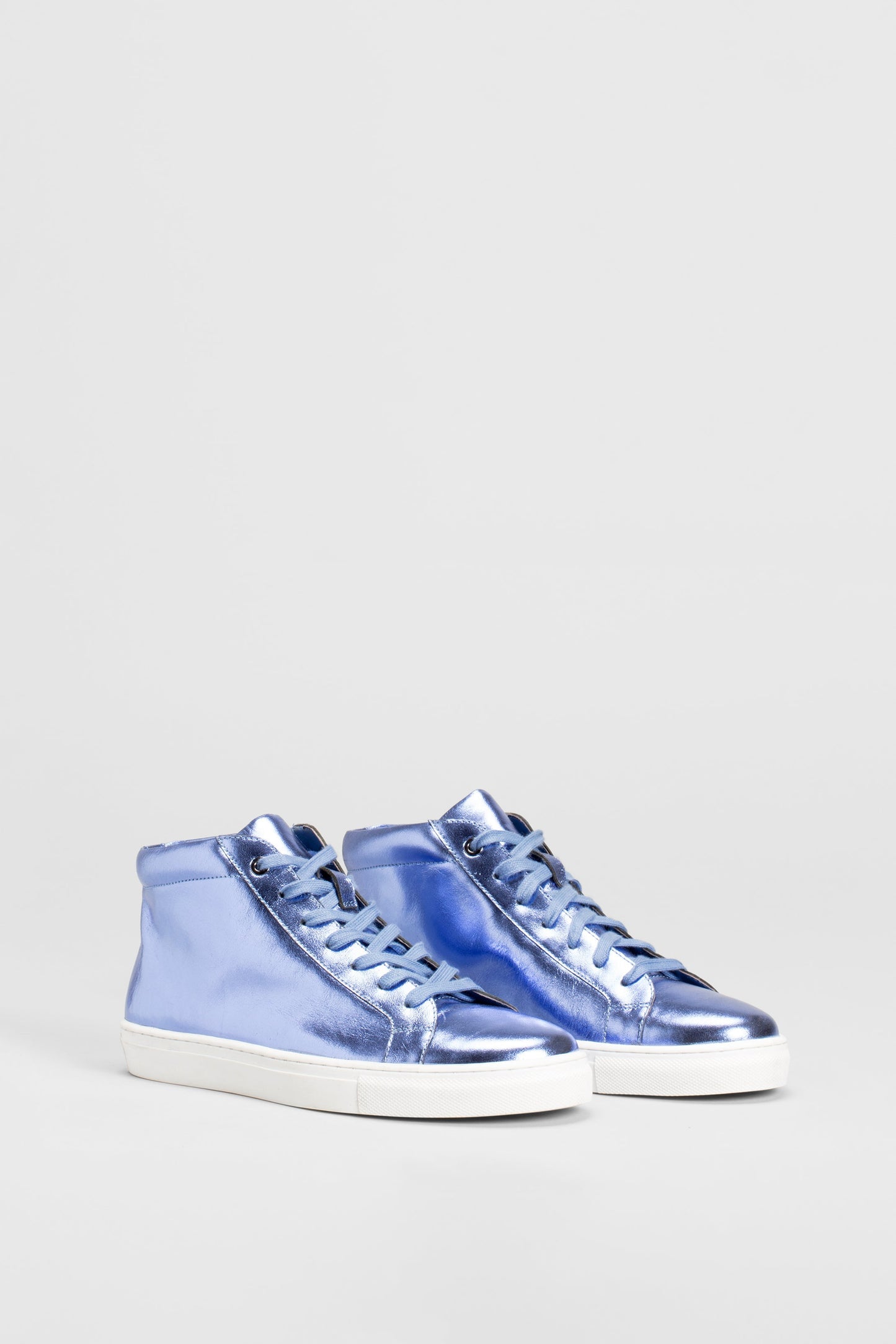 Kali High Top Metallic Lace Up Sneaker Angled Front | LILAC