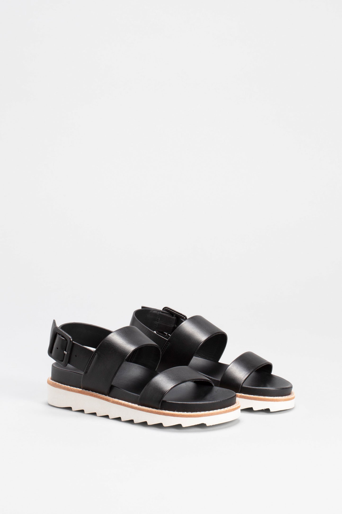 Spenn Chunky Sole Double Strap Sandal Angled Front | BLACK