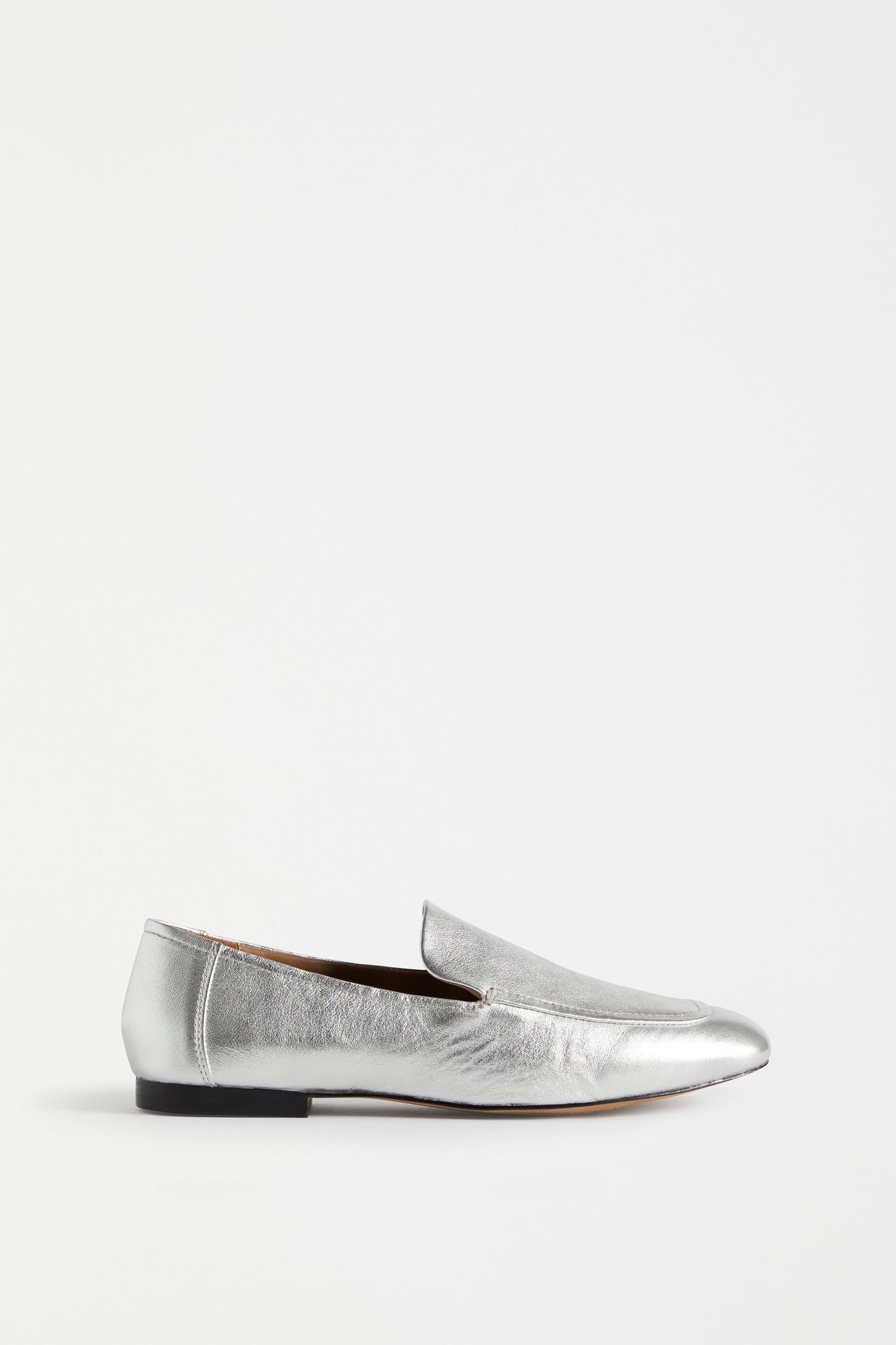 Clift Metallic Silver Leather Flat Loafer Side | SILVER