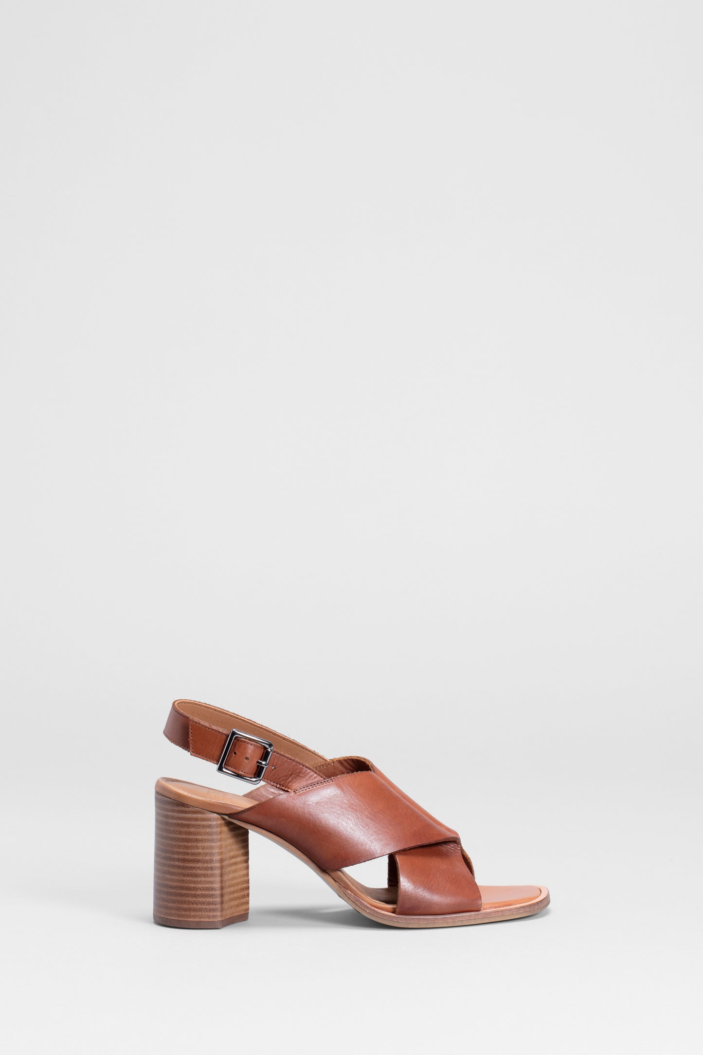 Agata Block Heeled Leather Sandal Side TAN