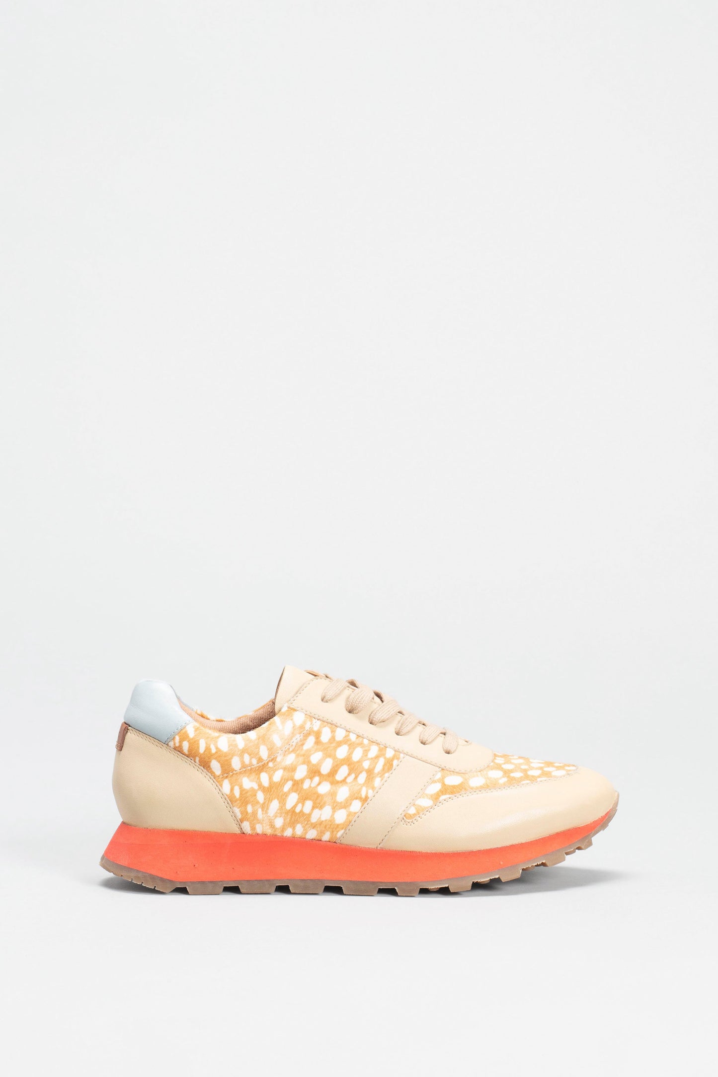 Orten Leather and Cow Hair Tonal Trainer Side | BEIGE