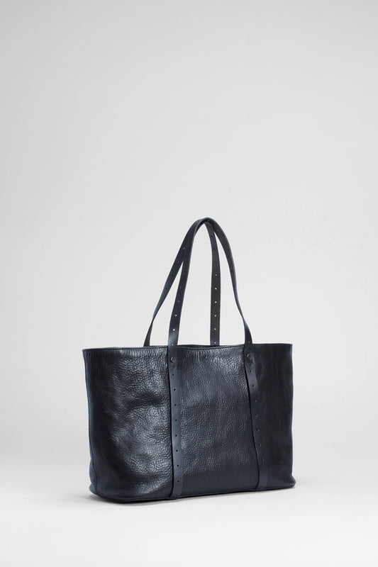 Raaka Large Leather Tote Bag Front Black