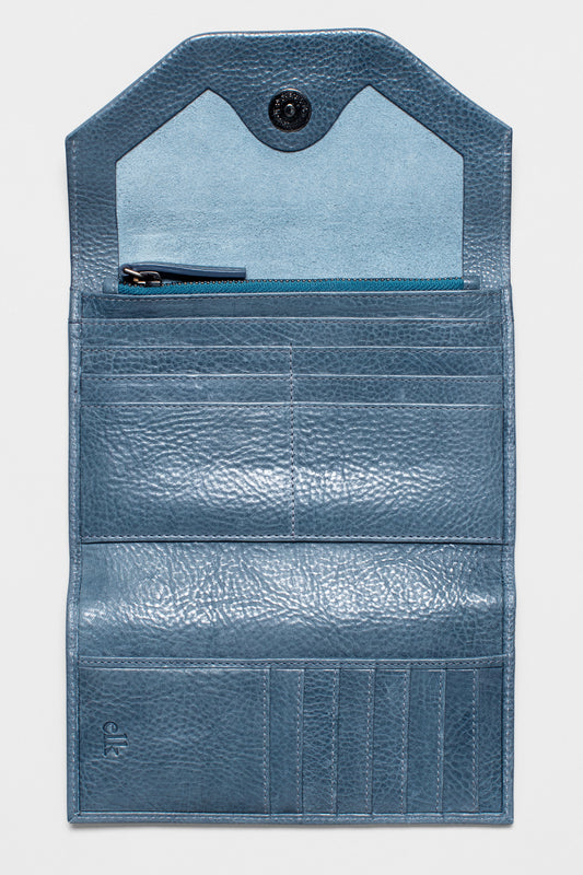Nuoli Textured Leather Wallet Internal Steel Blue