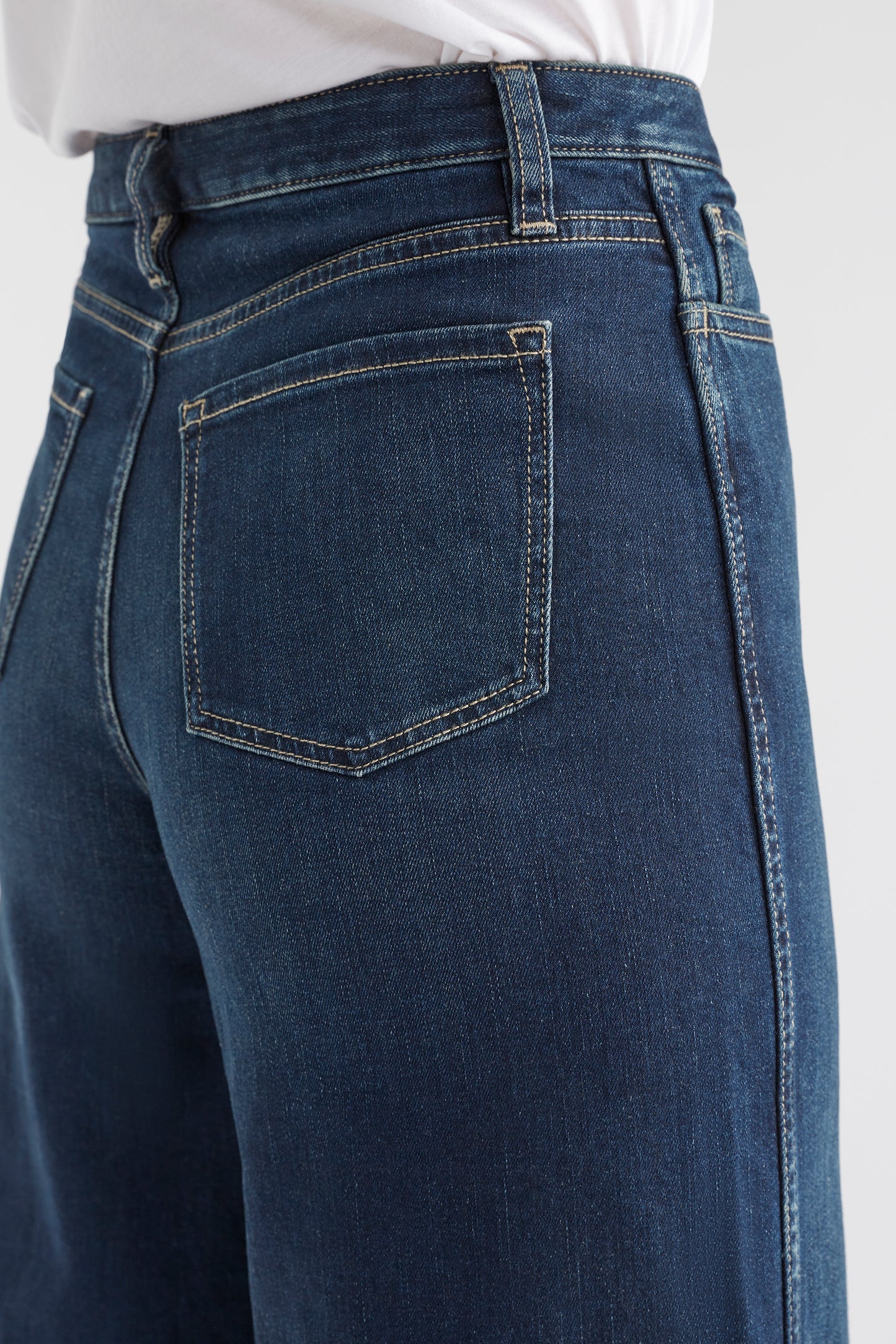 Tovi Wide Leg Jean Model Back detail New | DARK BLUE RINSE