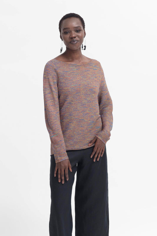 Suren Multi coloured Melange Knit Sweater Model Front | MULTI MELANGE