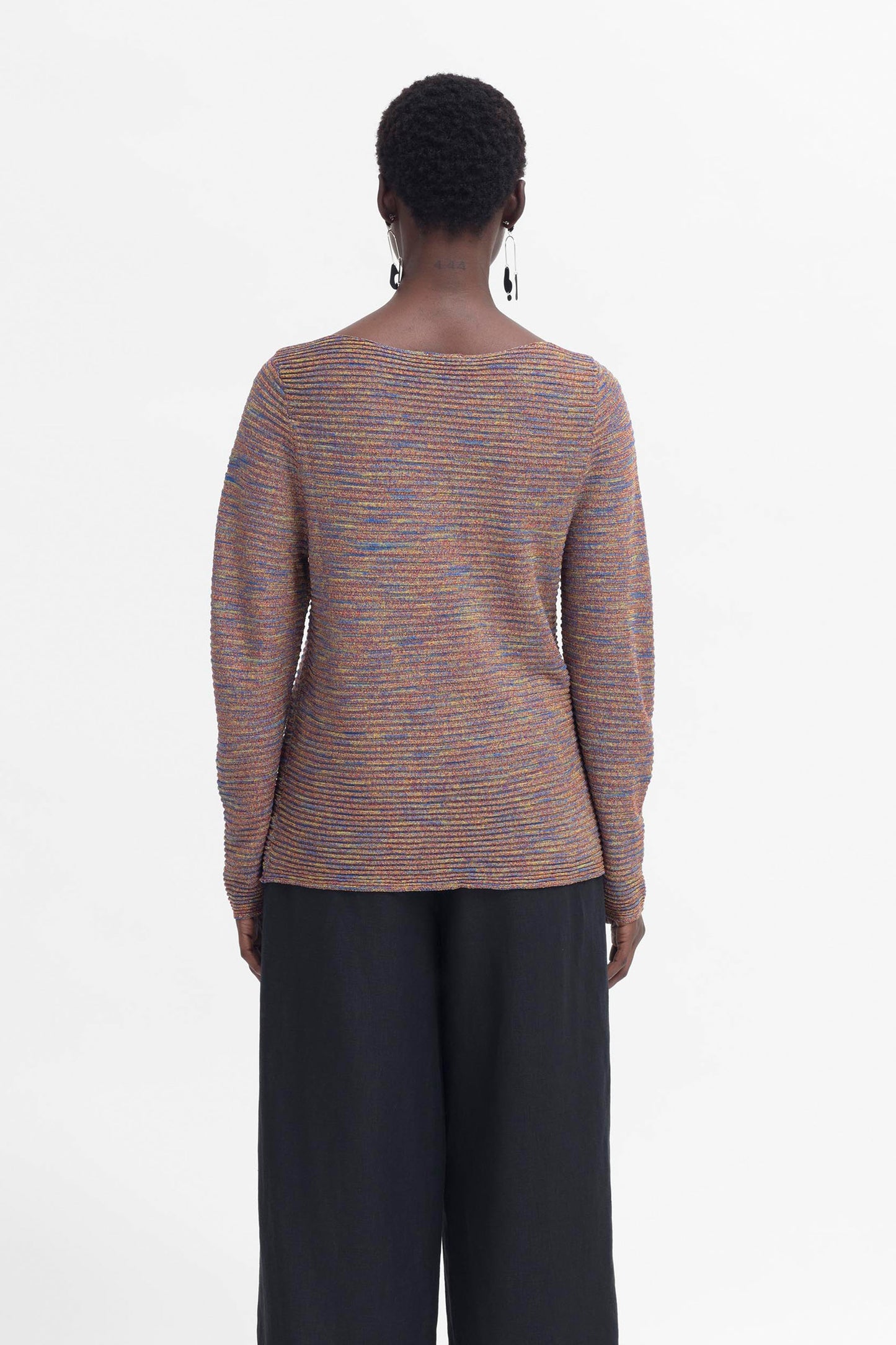 Suren Multi coloured Melange Knit Sweater Model Back | MULTI MELANGE