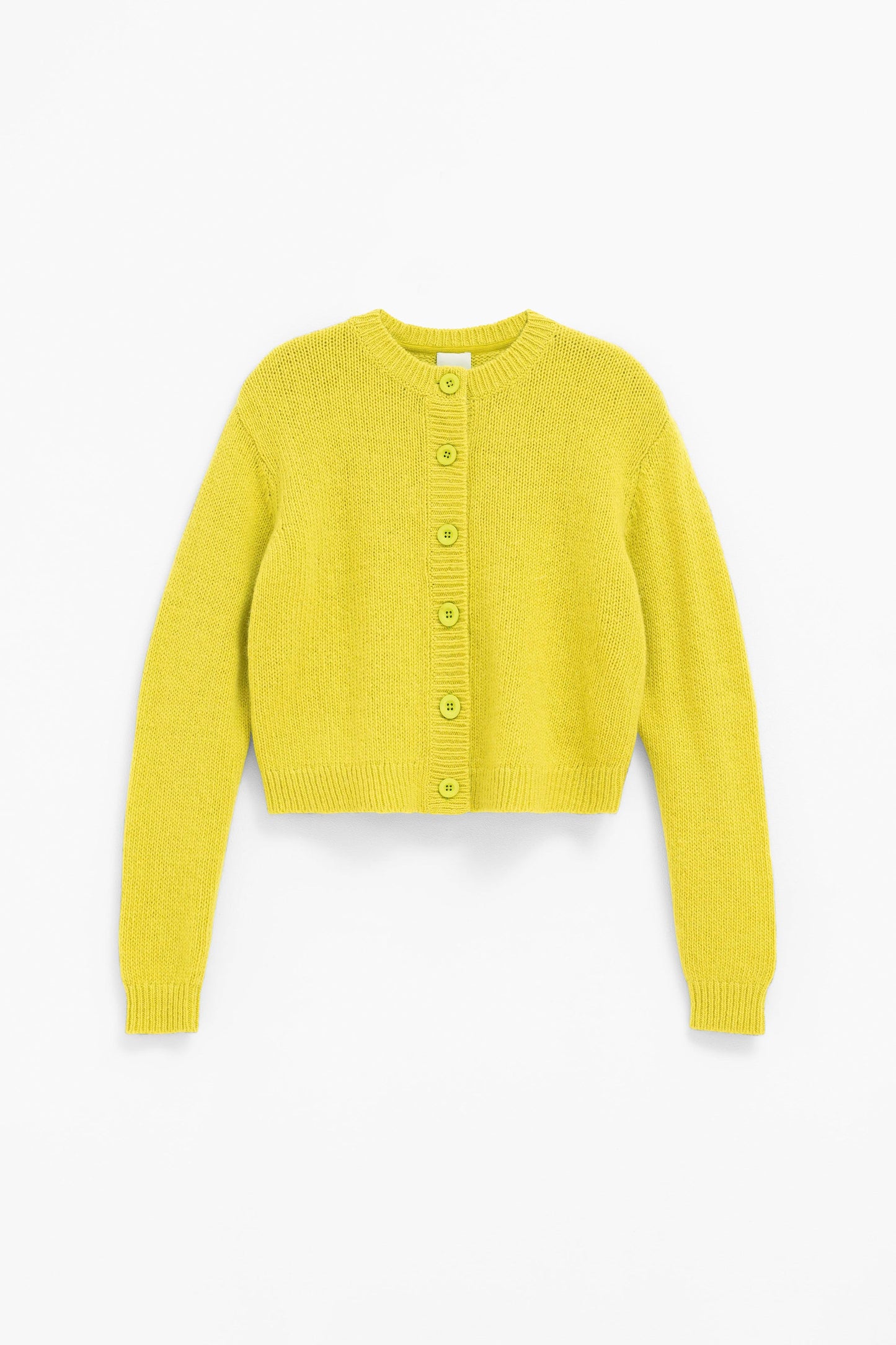 Kabrit Round Neck Button Up Cardigan Front | SPLICE YELLOW