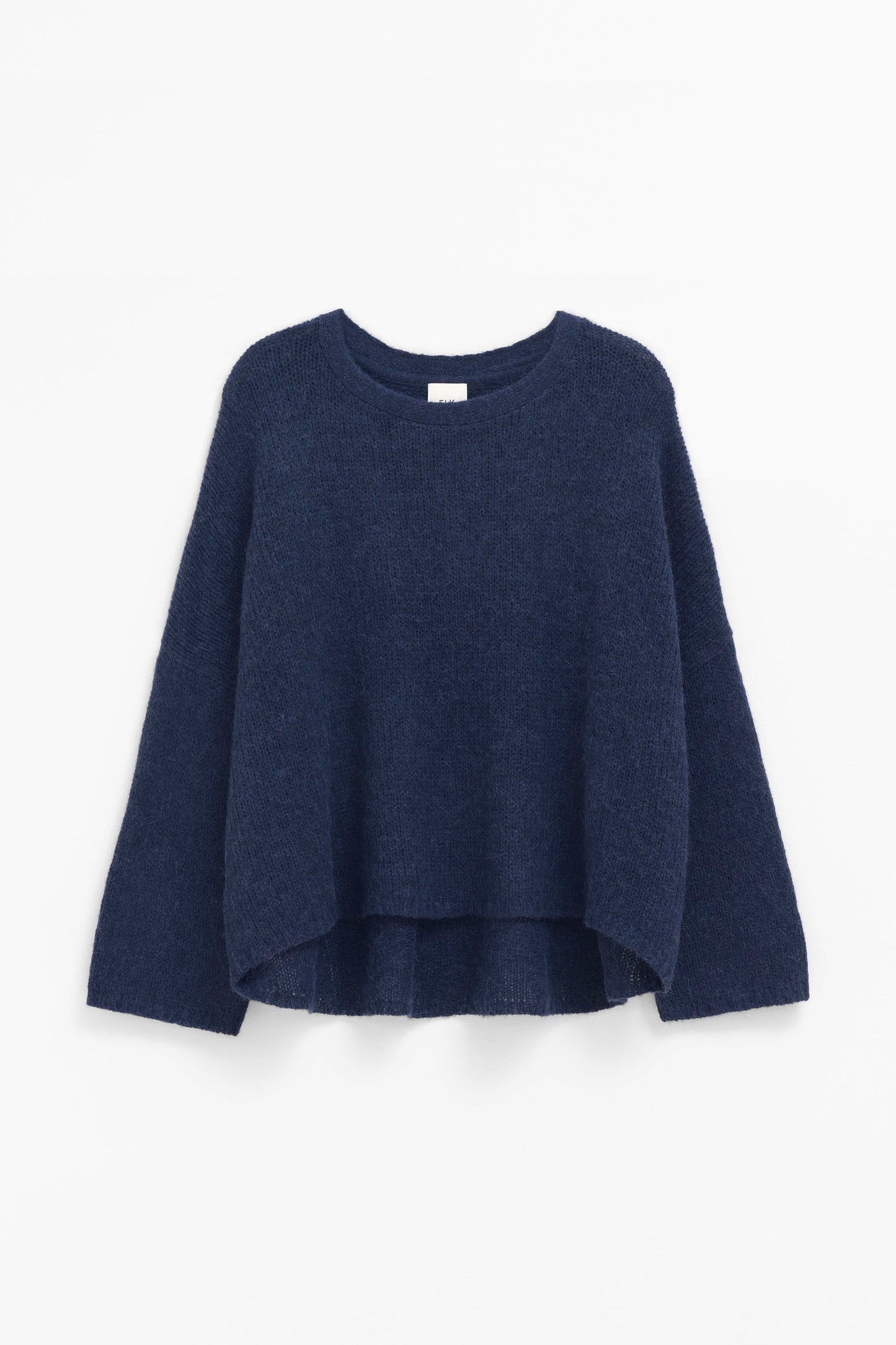 Agna Merino and Alpaca Wool Sweater Front | STEEL BLUE