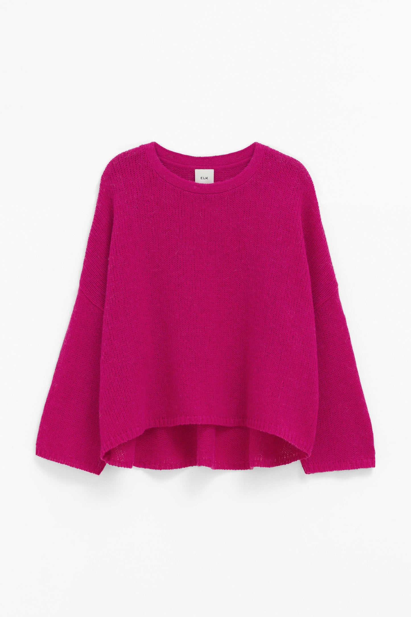Anga Relaxed Box Fit Alpaca Yarn Knit Sweater Front | BRIGHT PINK