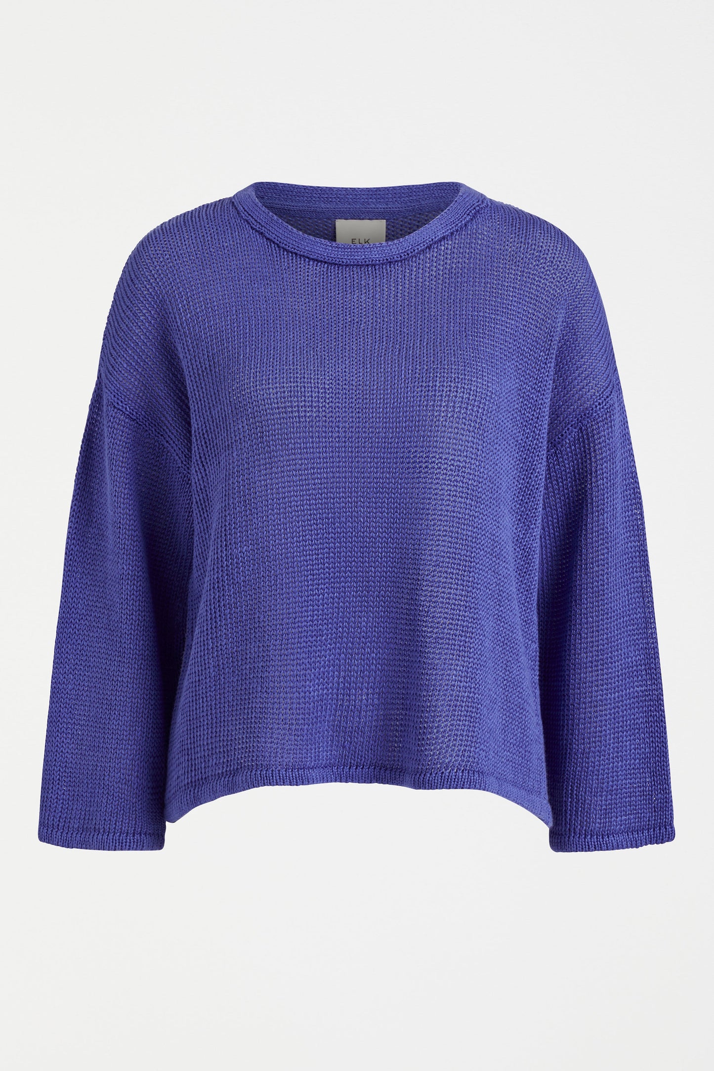 Mica Relaxed Drop Shoulder Linen Knit Sweater Front | ULTRAMARINE