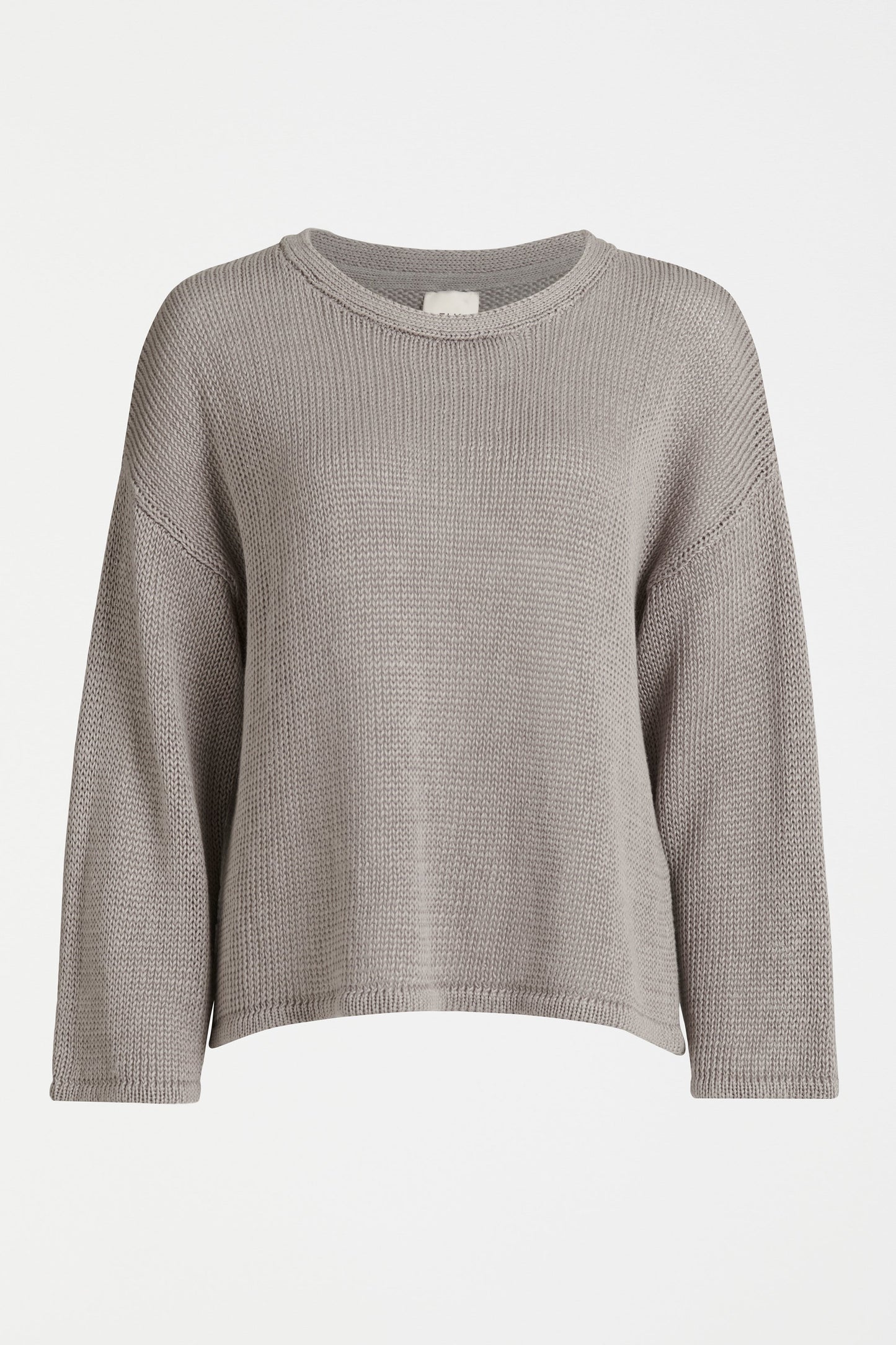 Mica Relaxed Drop Shoulder Linen Knit Sweater Front | SILVER