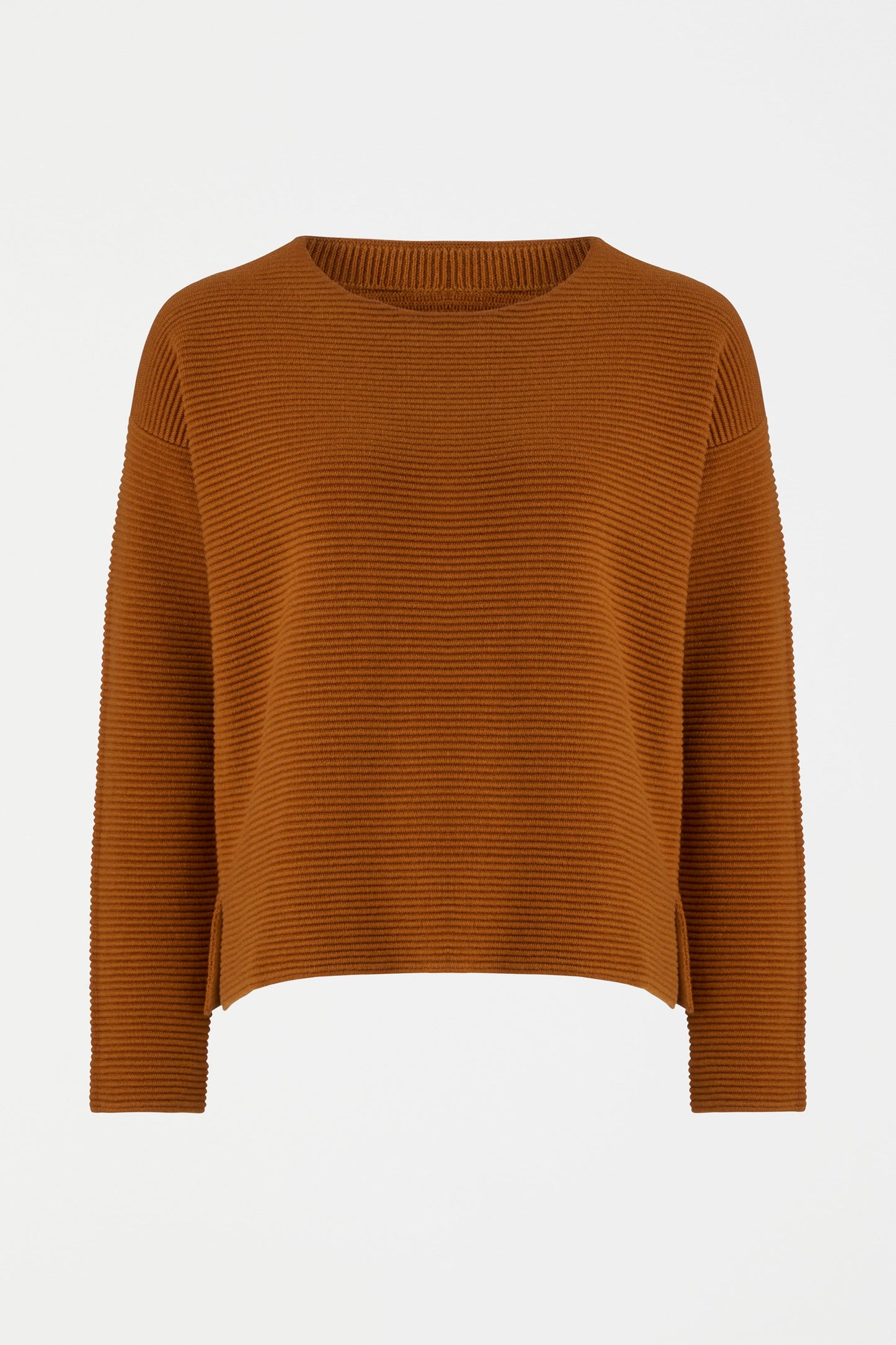 Neiu Cotton Merino Round Neck Ottoman Sweater Front | COPPER