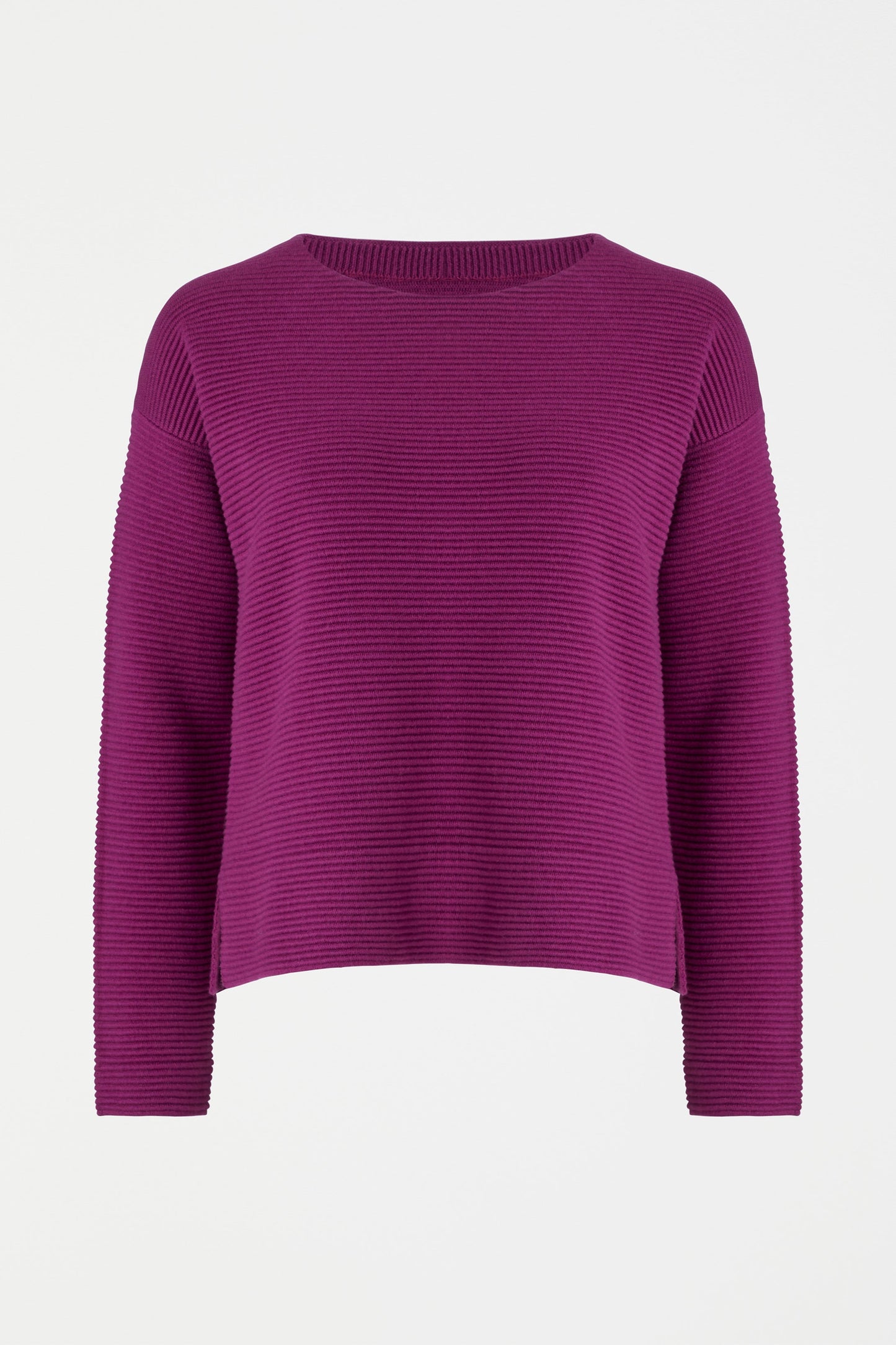 Neiu Cotton Merino Round Neck Ottoman Sweater Front | MAGENTA