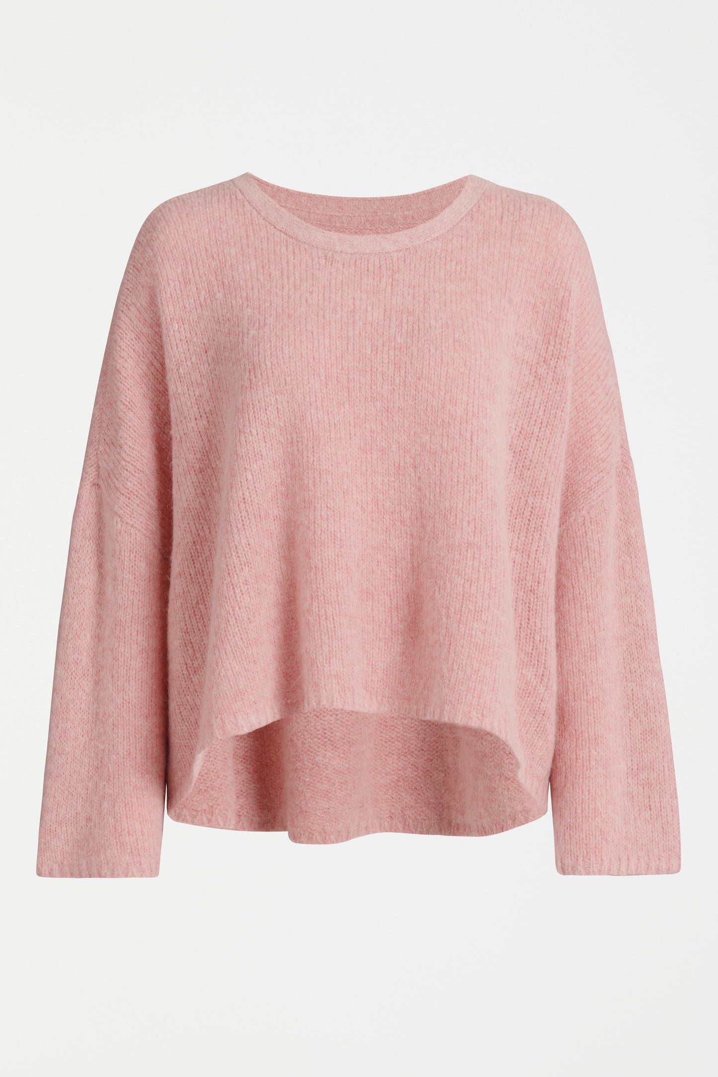 Agna Relaxed Box Fit Alpaca Yarn Knit Sweater Model Front | PINK SALT