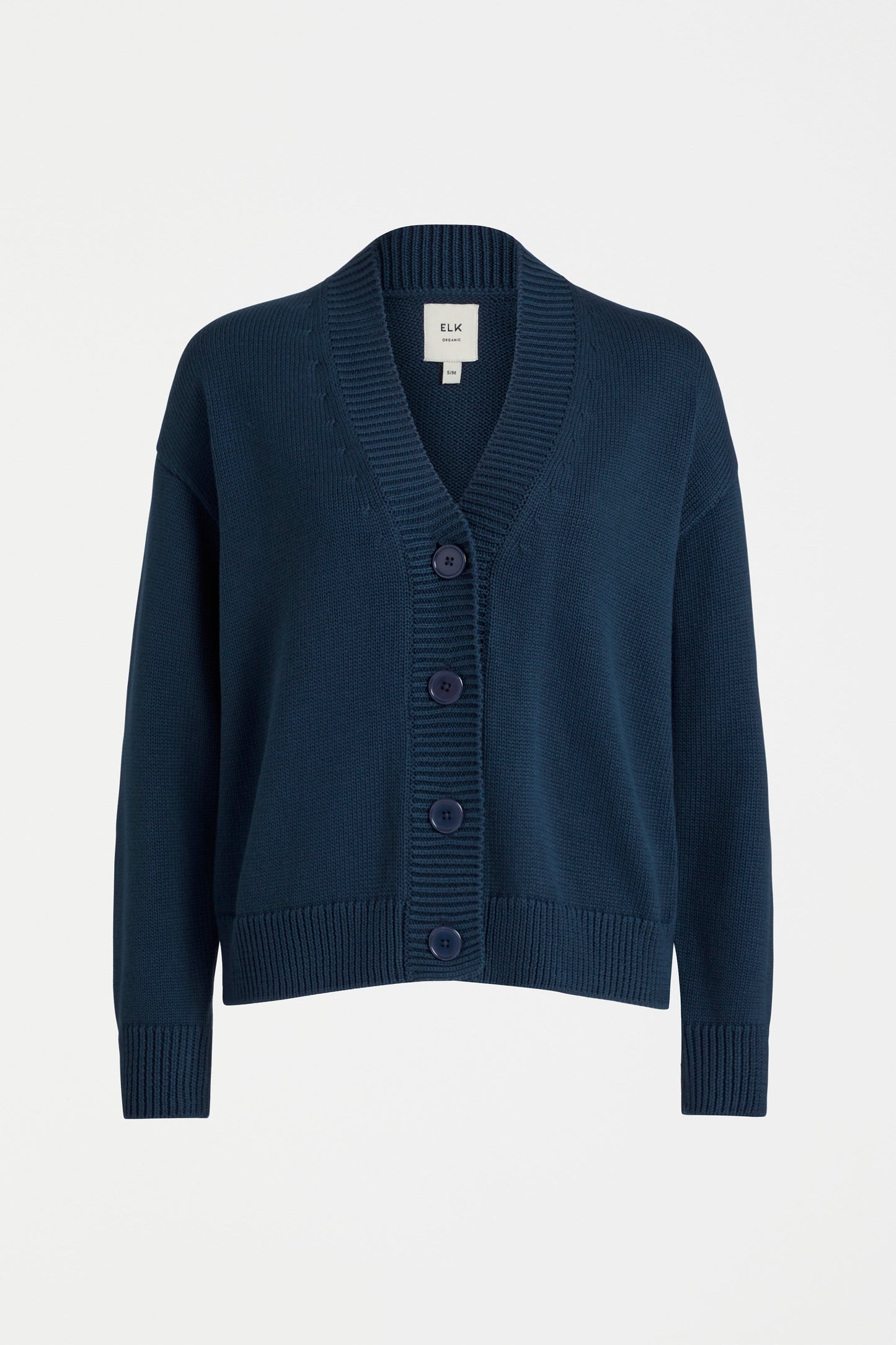 Willow Organic Cotton Everyday Knit Cardigan Front | DEEP SEA BLUE