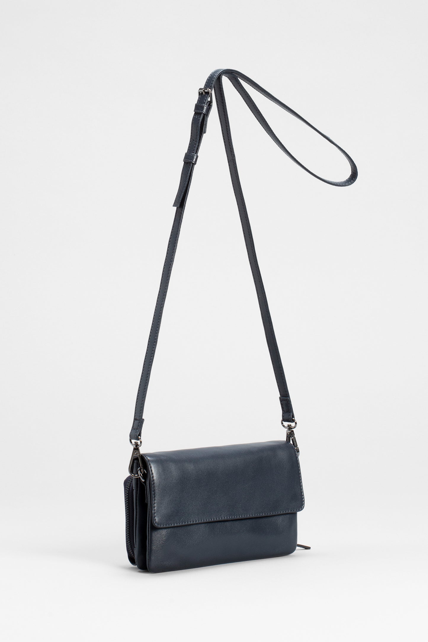 Kaira Remnant Leather Cross Body Bag Front | BLACK