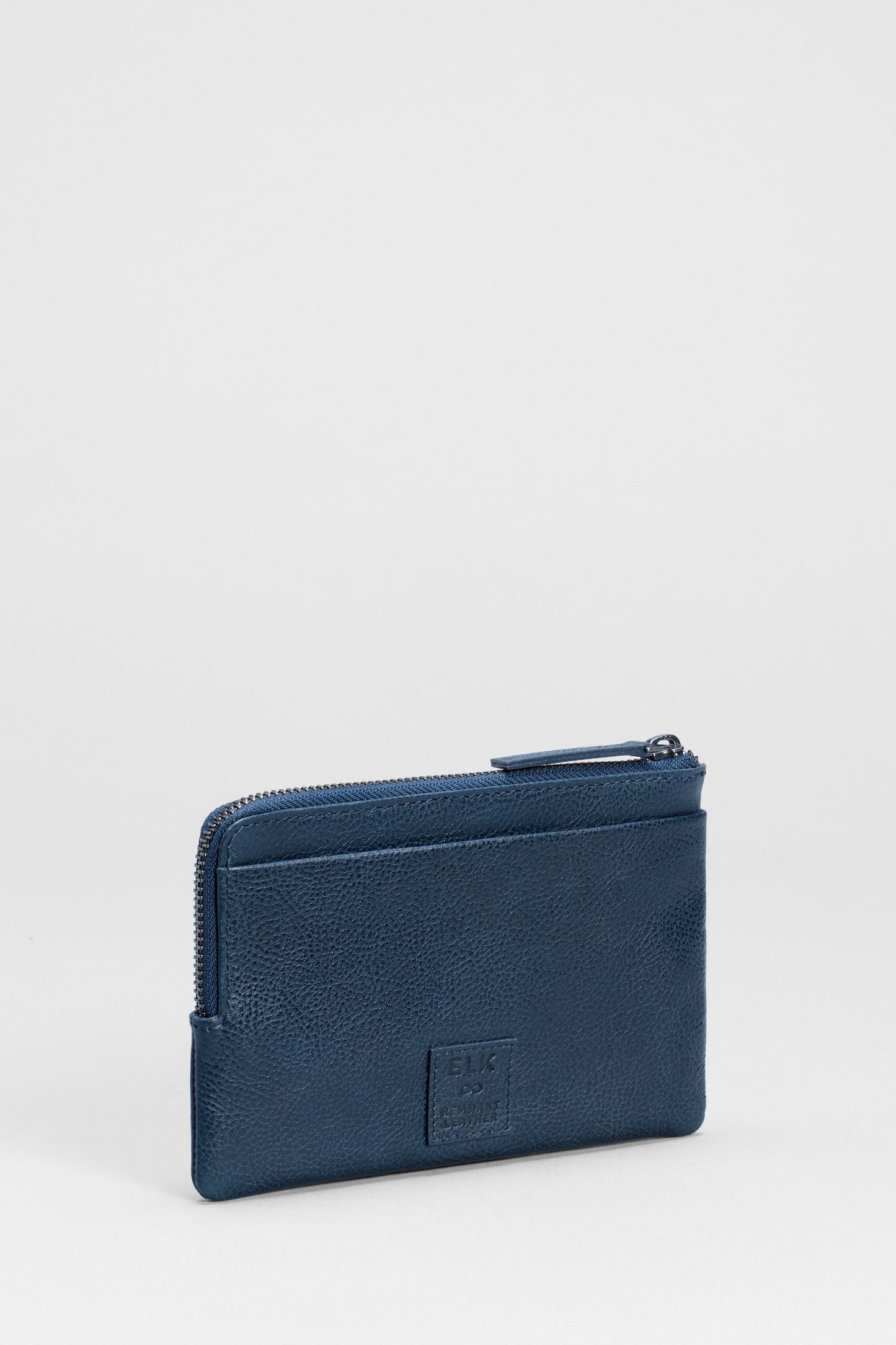 Kaia Zip Remnant Cow Leather Coin Purse Pouch Back | NAVY