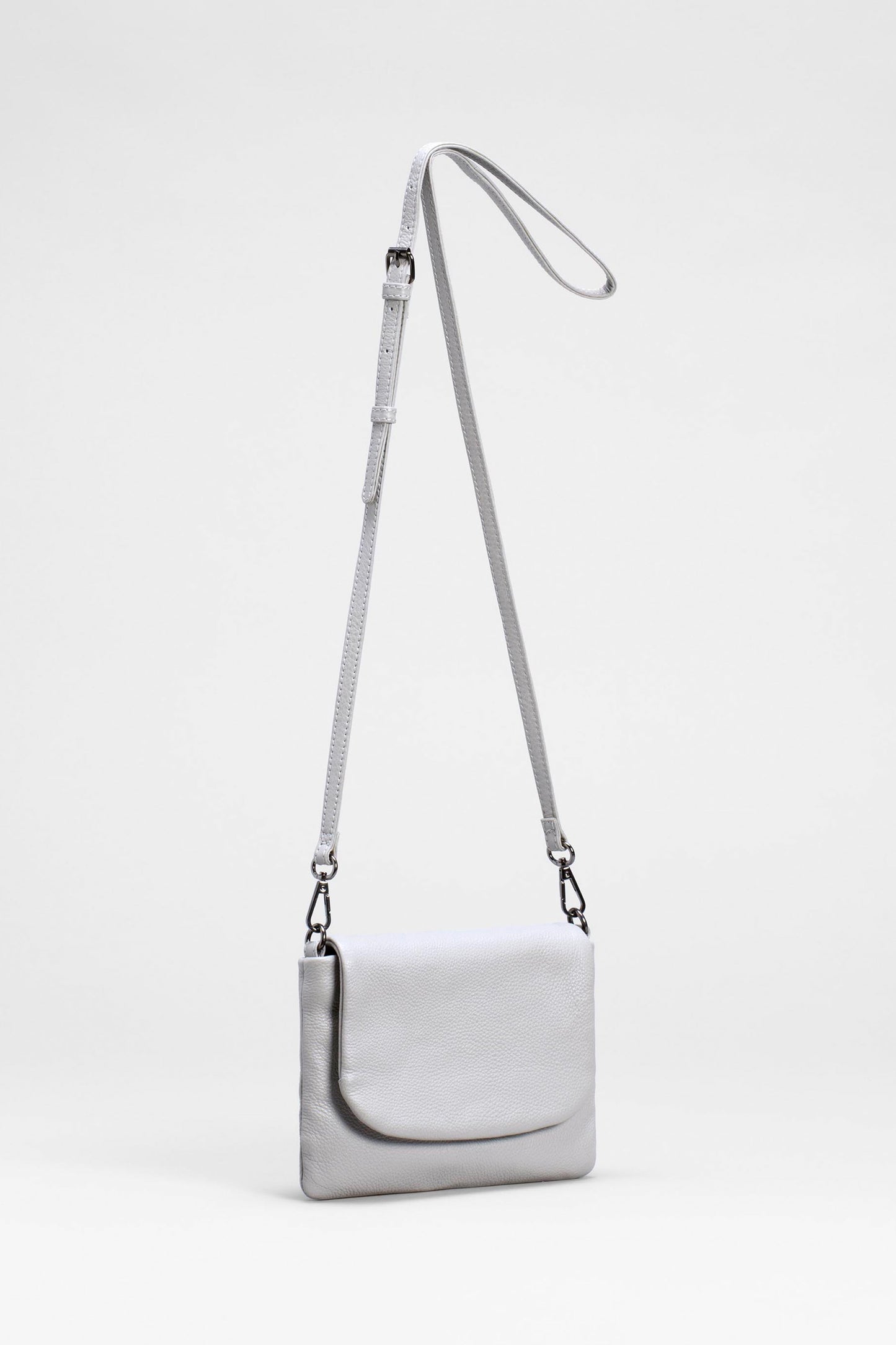 Liten Small Leather Cross Body Bag with Curved Flap Front | SLATE