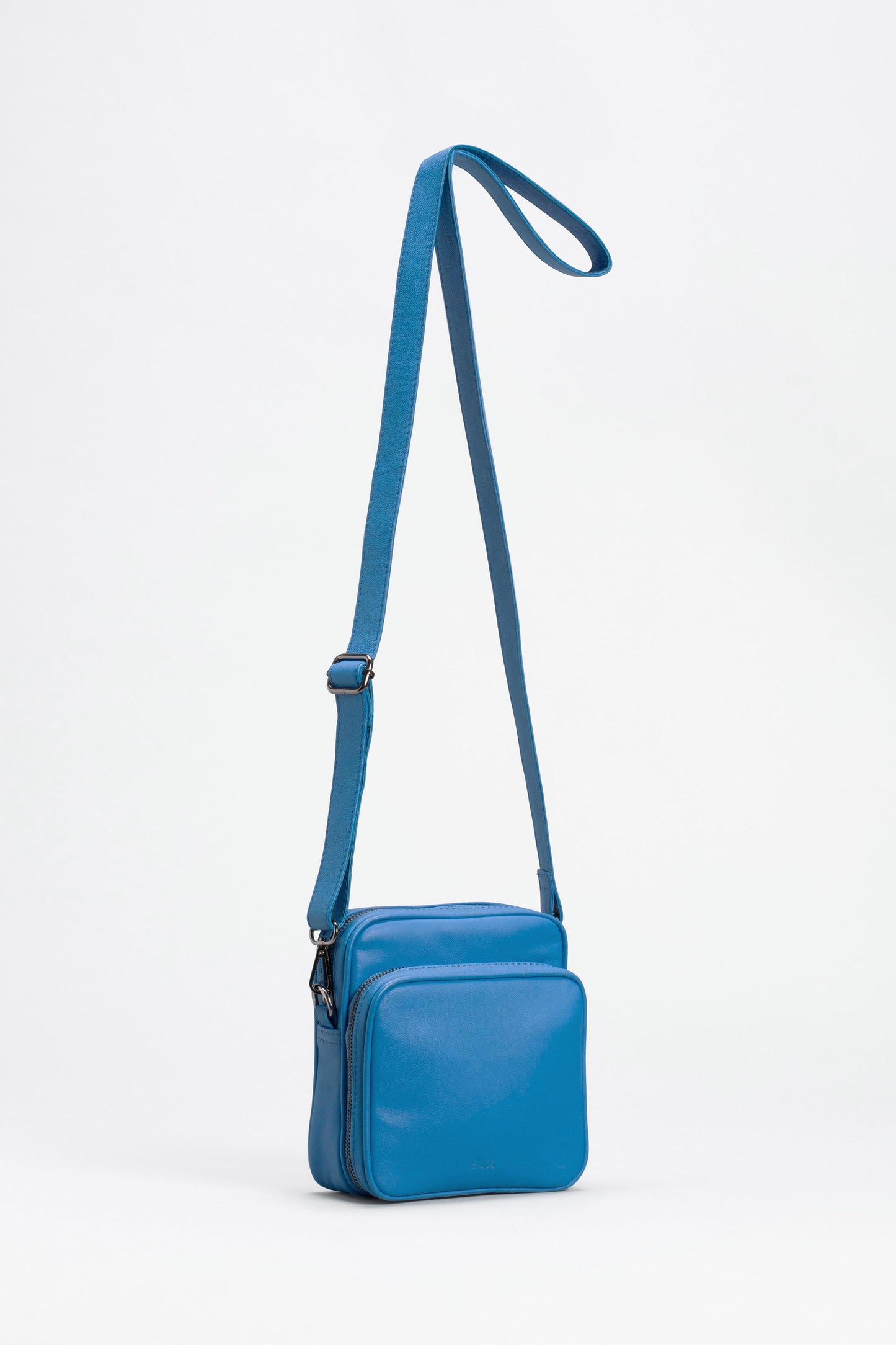 Klim Small Leather Cross Body Bag With Front Pocket Front | BRIGHT BLUE