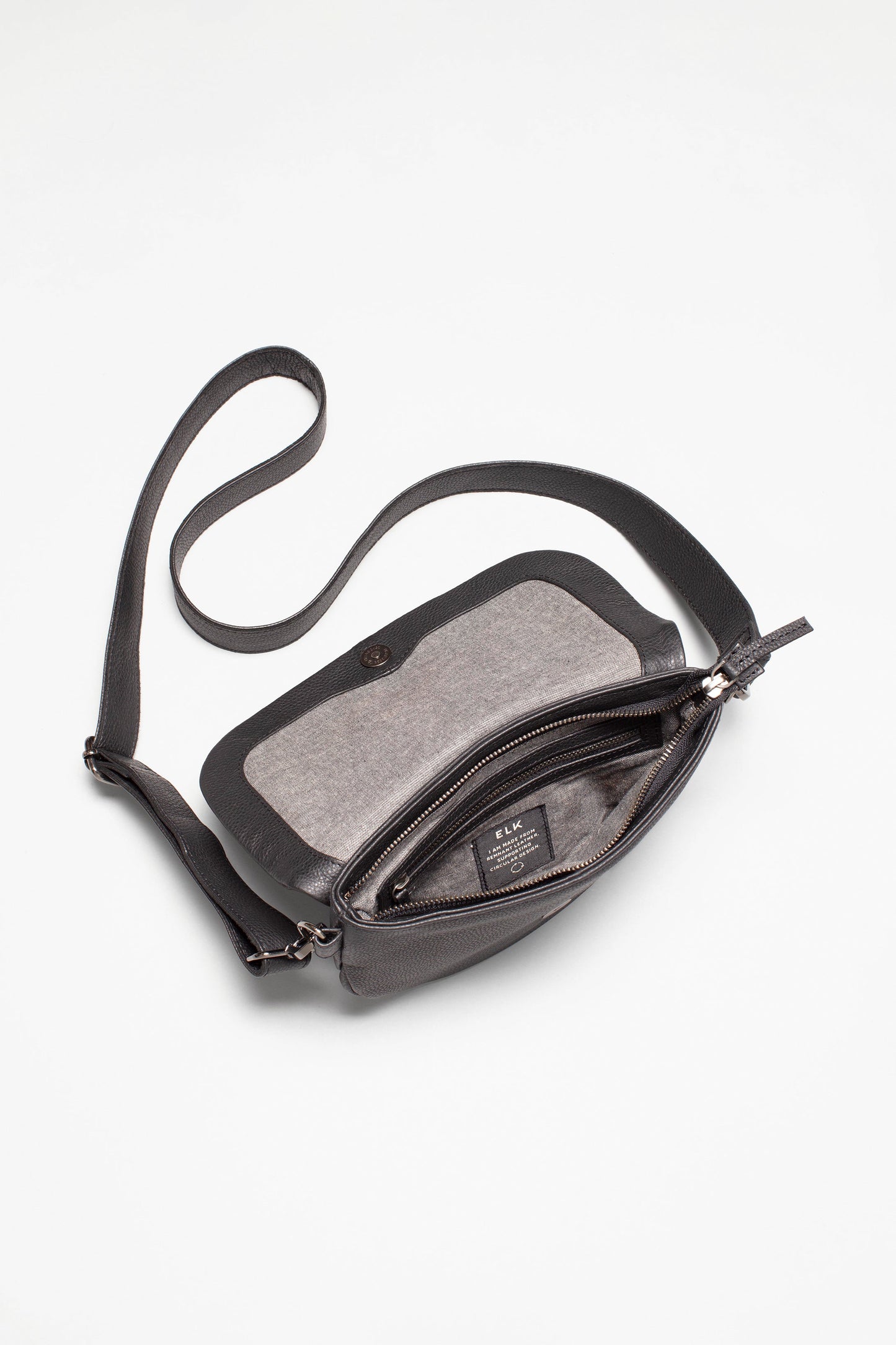 Otta Half Moon Leather Cross Body Bag Internal | BLACK
