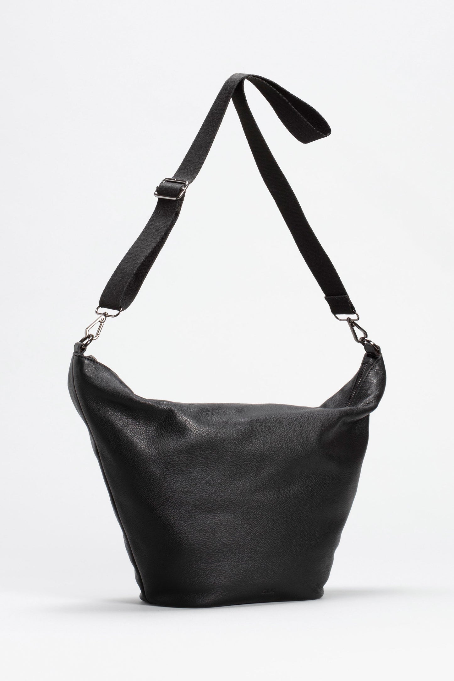 Miri Mid Size Slouch Leather Bag back | BLACK
