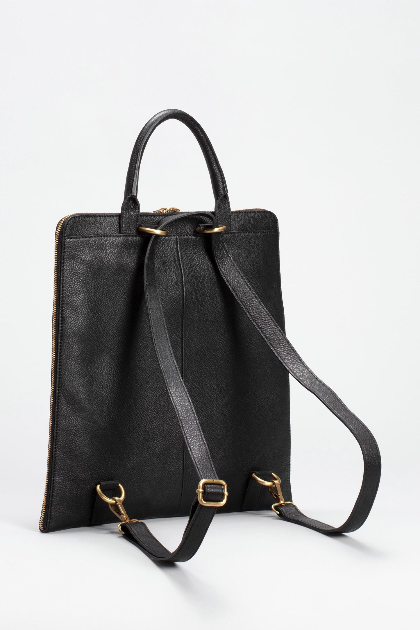 Sindal Minimalistic Leather Backpack Back BLACK