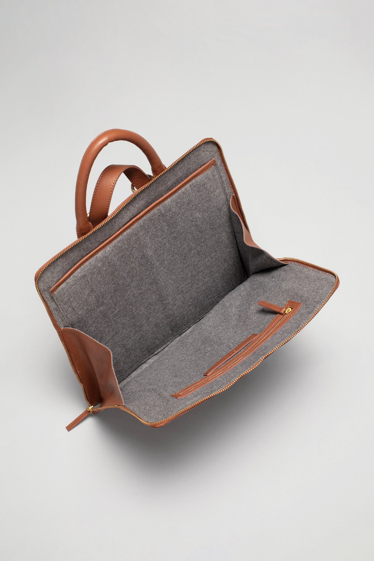 Sindal Minimalistic Leather Backpack Internal TAN