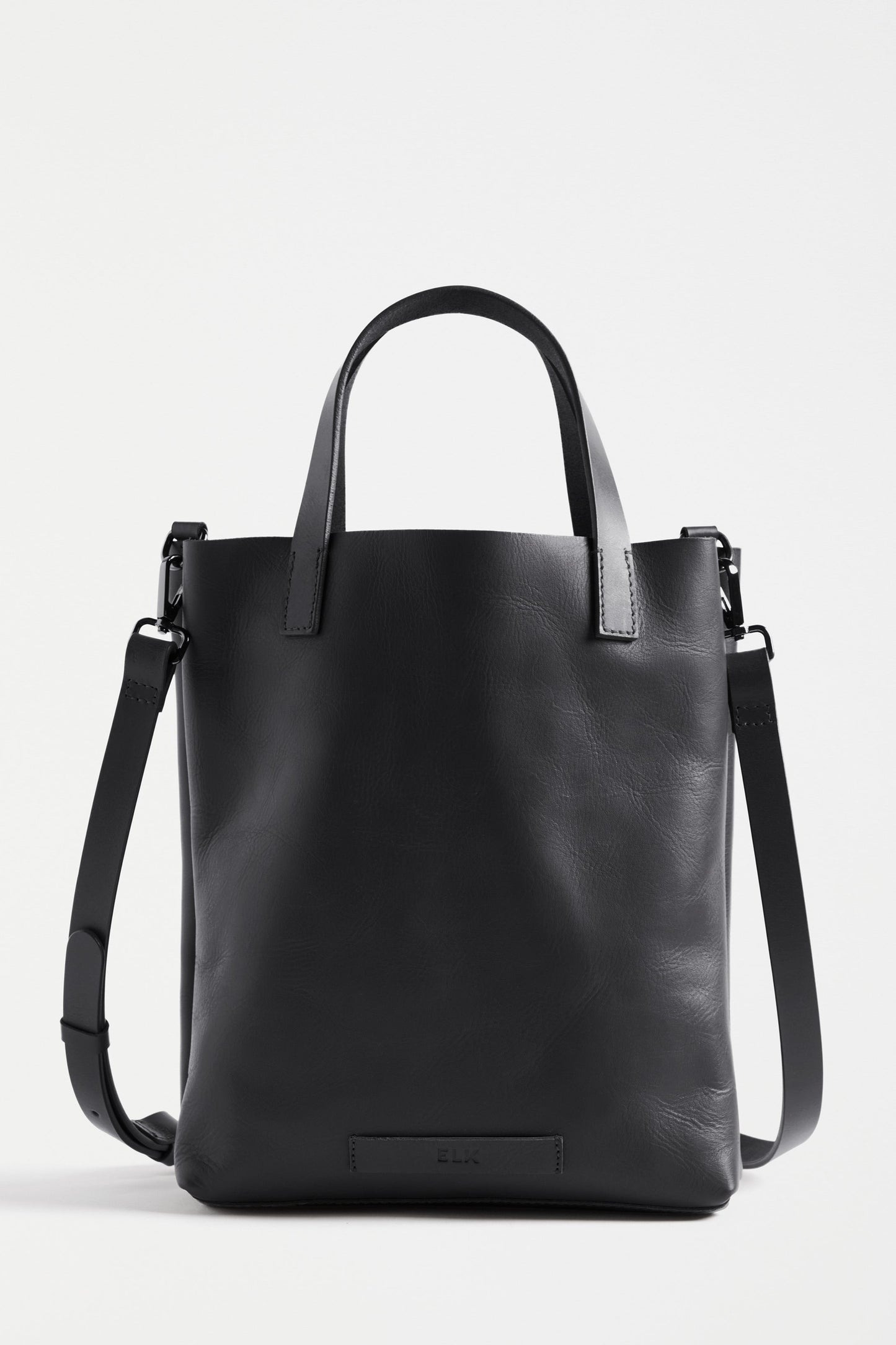 Kopa Medium Size Leather Tote Bag with Detachable Strap Back | BLACK
