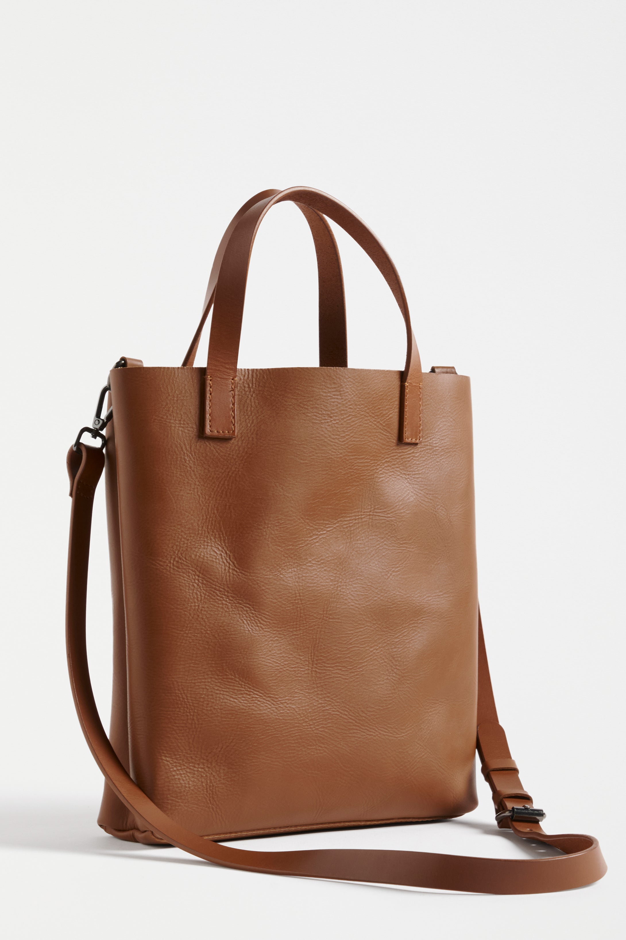 Kopa Medium Size Leather Tote Bag with Detachable Strap Front | TAN