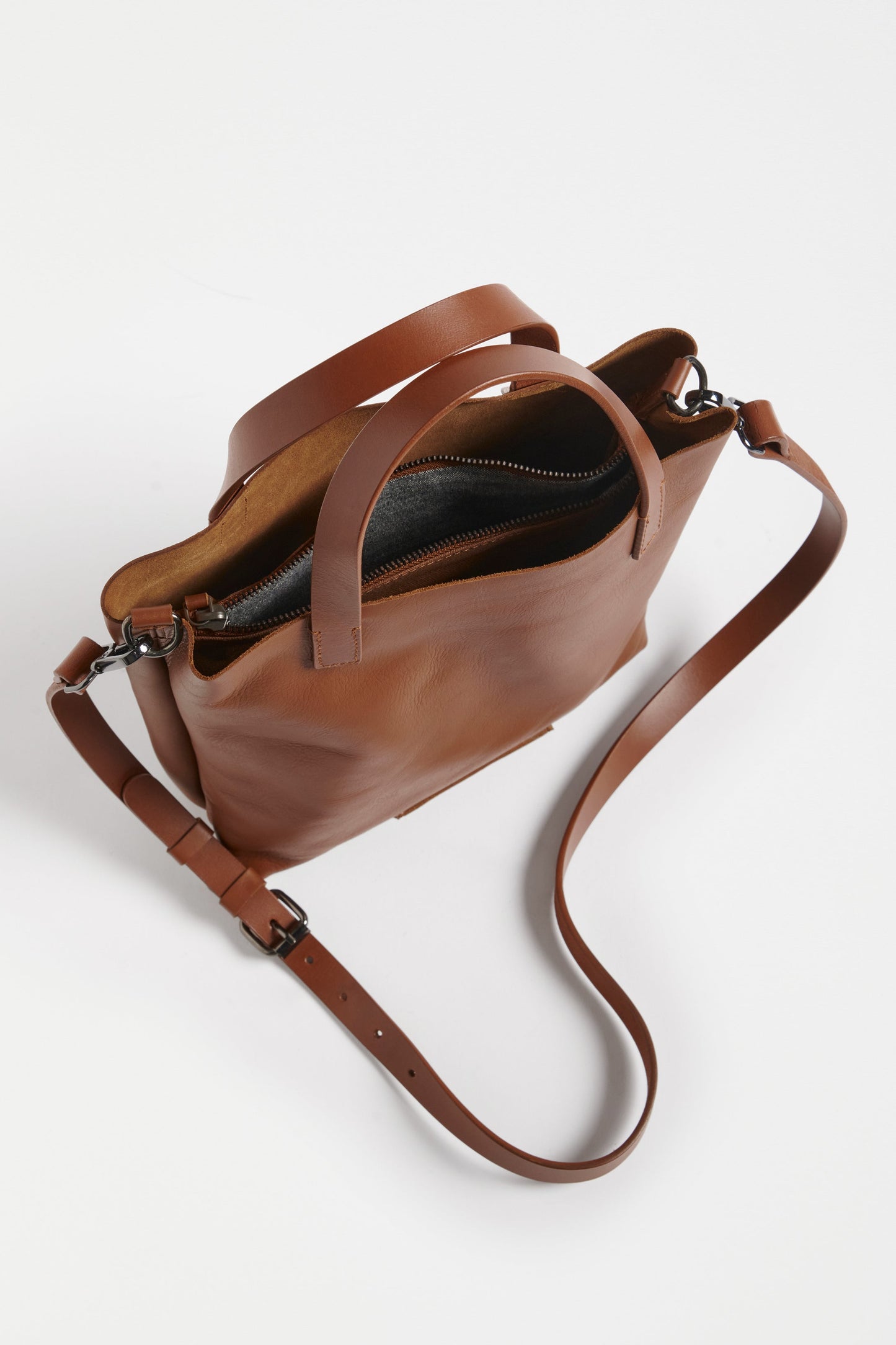 Kopa Medium Size Leather Tote Bag with Detachable Strap Internal | TAN