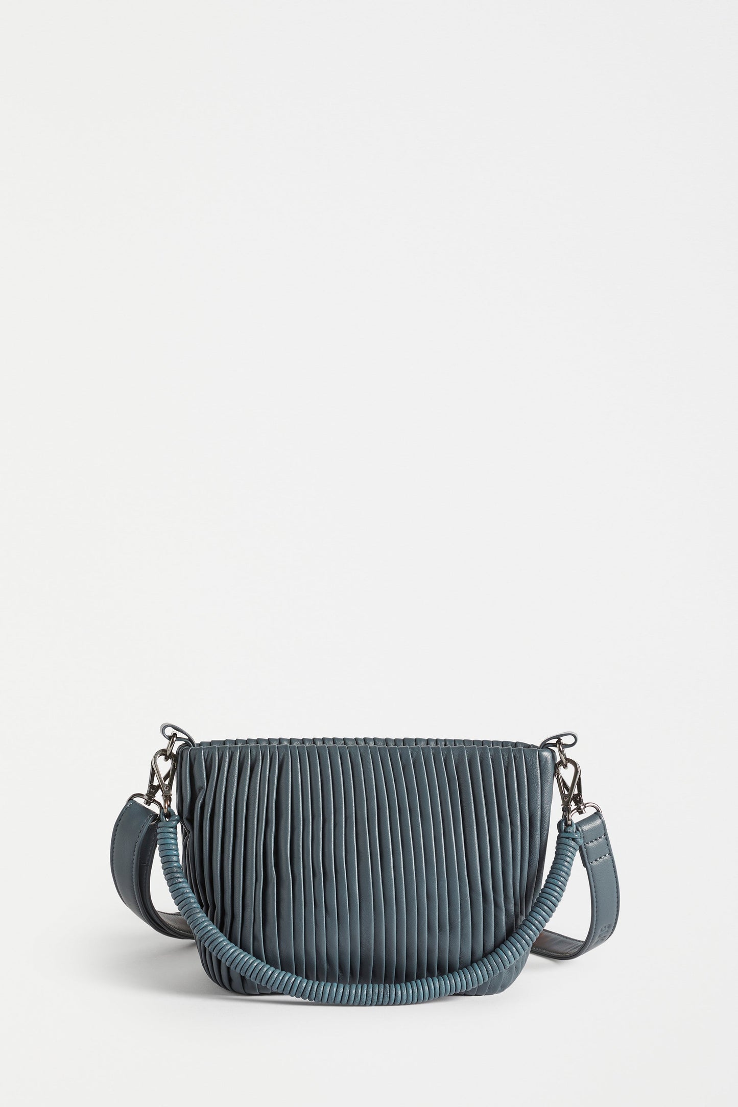 Oda Small Cross Body Pleated Leather Bag Front | STORM BLUE